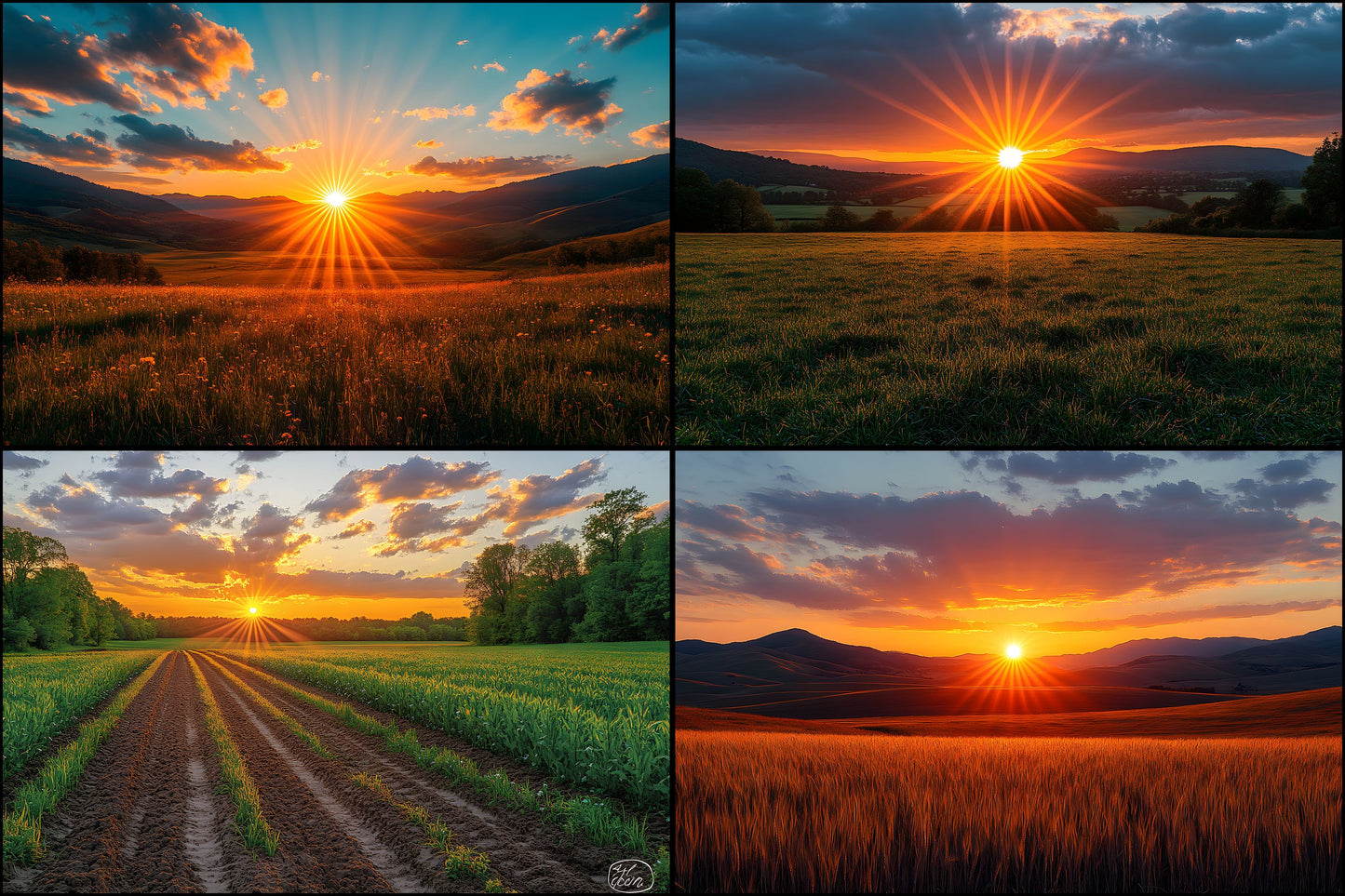 Sunset Pastoral Photography Backdrop, Warm Light Digital Background, Photo Prop, Golden Hour Scene, Dreamy Printable Image Set