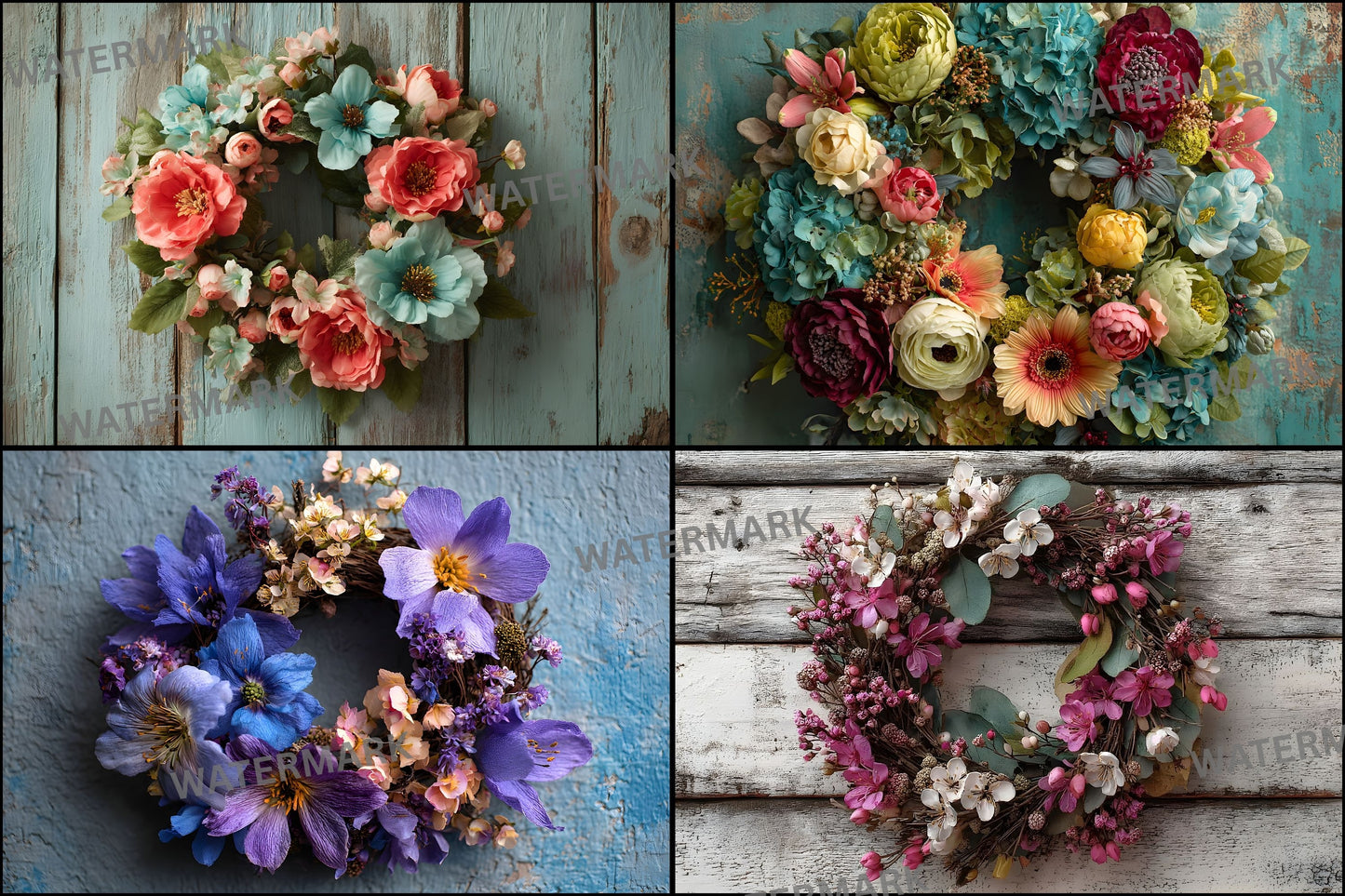 Newborn Digital Backdrop Floral Wreath, Baby Photography Background, Photo Prop, Infant Composite, Flower Circle, Fine Art Portrait Template