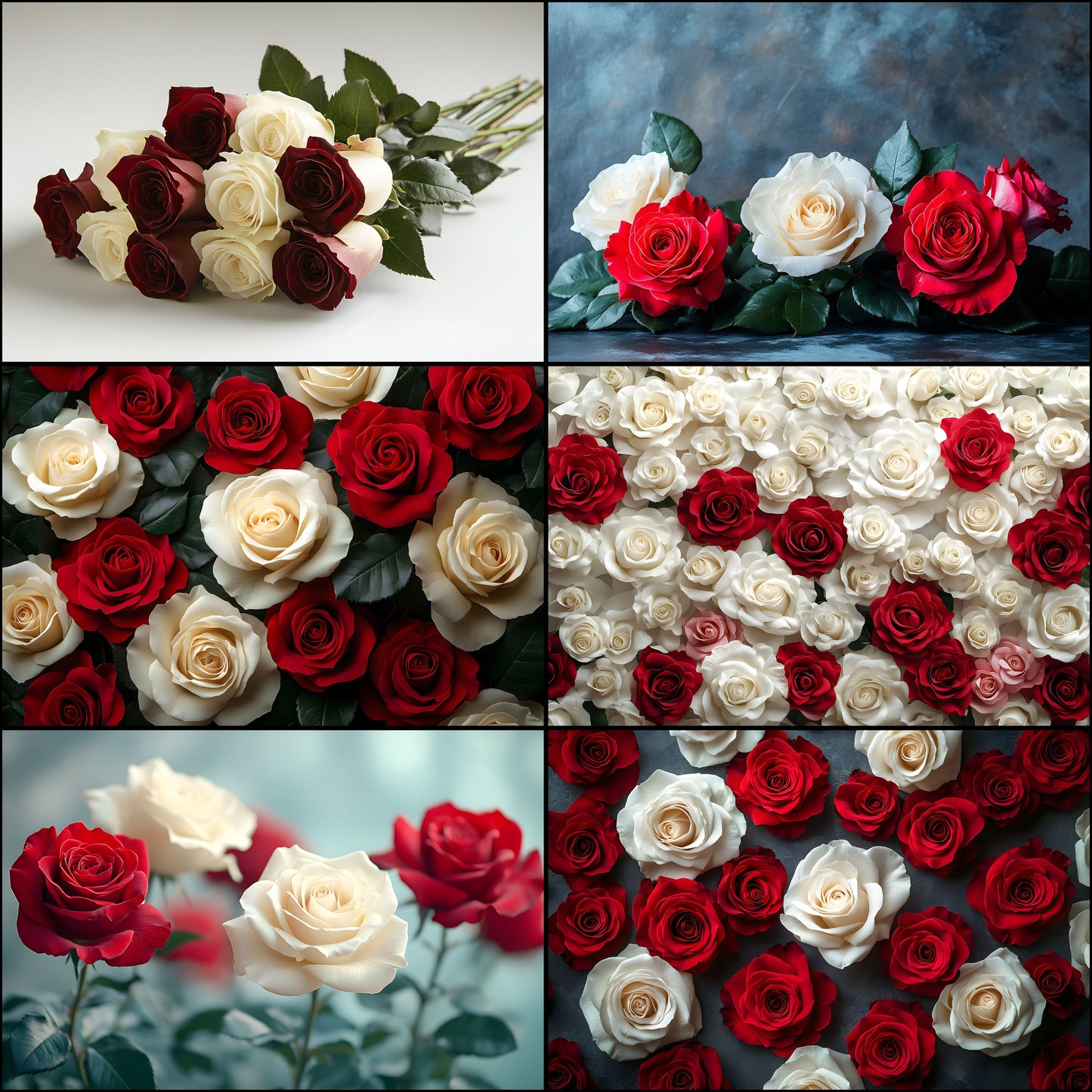 White Red Roses Photography Backdrop, Elegant Floral Background for Portraits, Wedding Photo Booth, Digital Download, Ratio