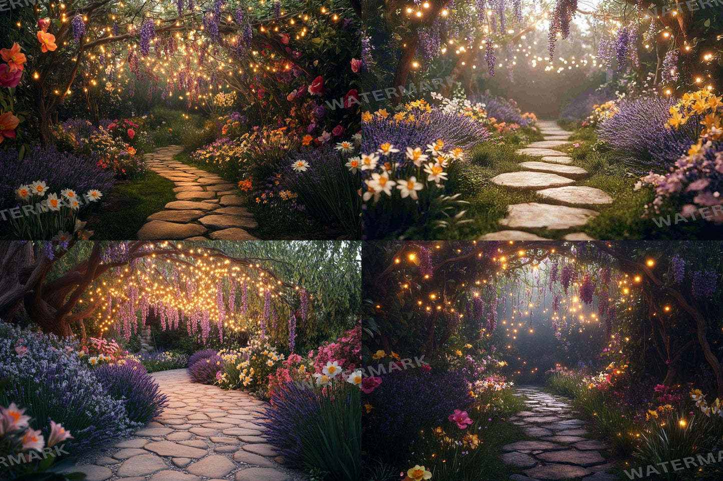 Fairy Garden Pathway Backdrop: PNGs for Magical Photography, Whimsical Forest Setting, Enchanted Path Digital Backdrops