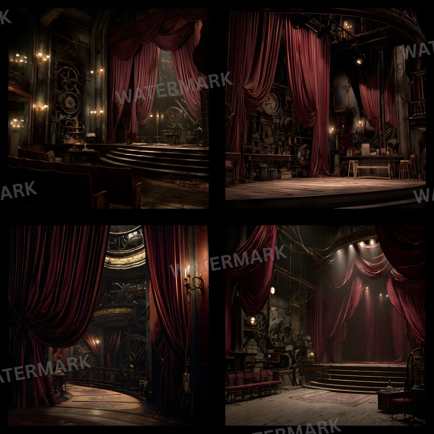 Abandoned Victorian Theater Digital Backdrop, Moody Interior Photography Background, Stage Set, Gothic Theater Design, Dark Academia Digital Art