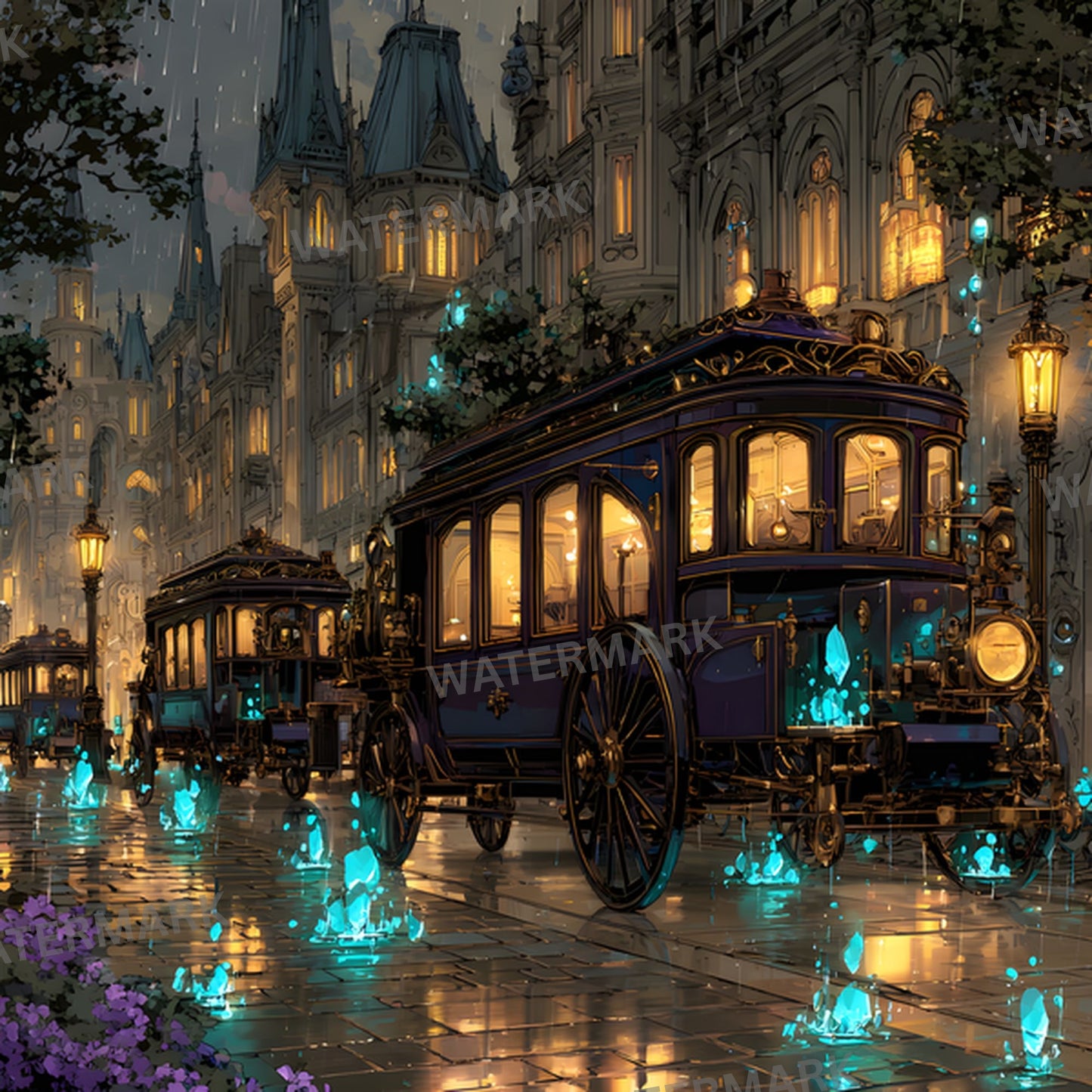 Anime Victorian Alchemical City Backdrop, Steampunk Digital Background for Cosplay, Fantasy Photography, Square Unique Alchemy Art, Printable Image