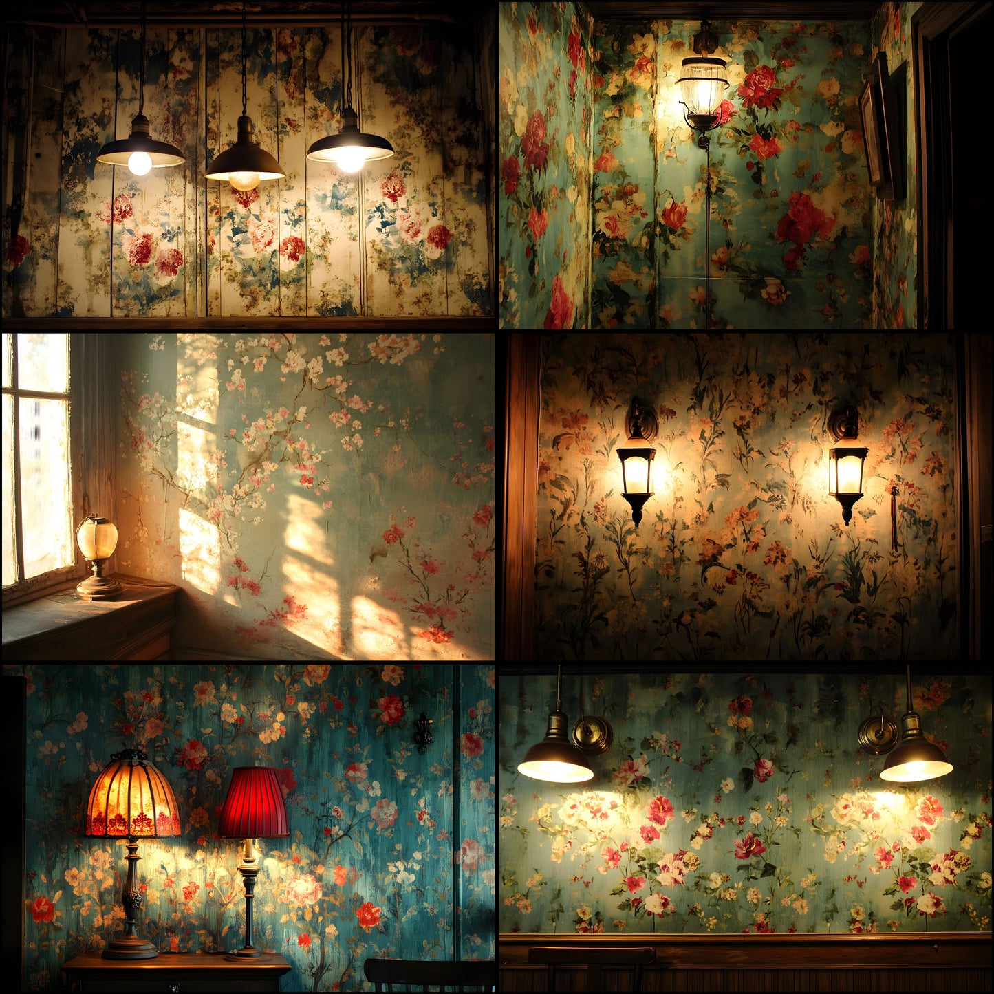 Vintage Wallpaper Room Digital Backdrop, Photography Backgrounds, Antique Interior Photo Prop, High-Res Image for Photographers