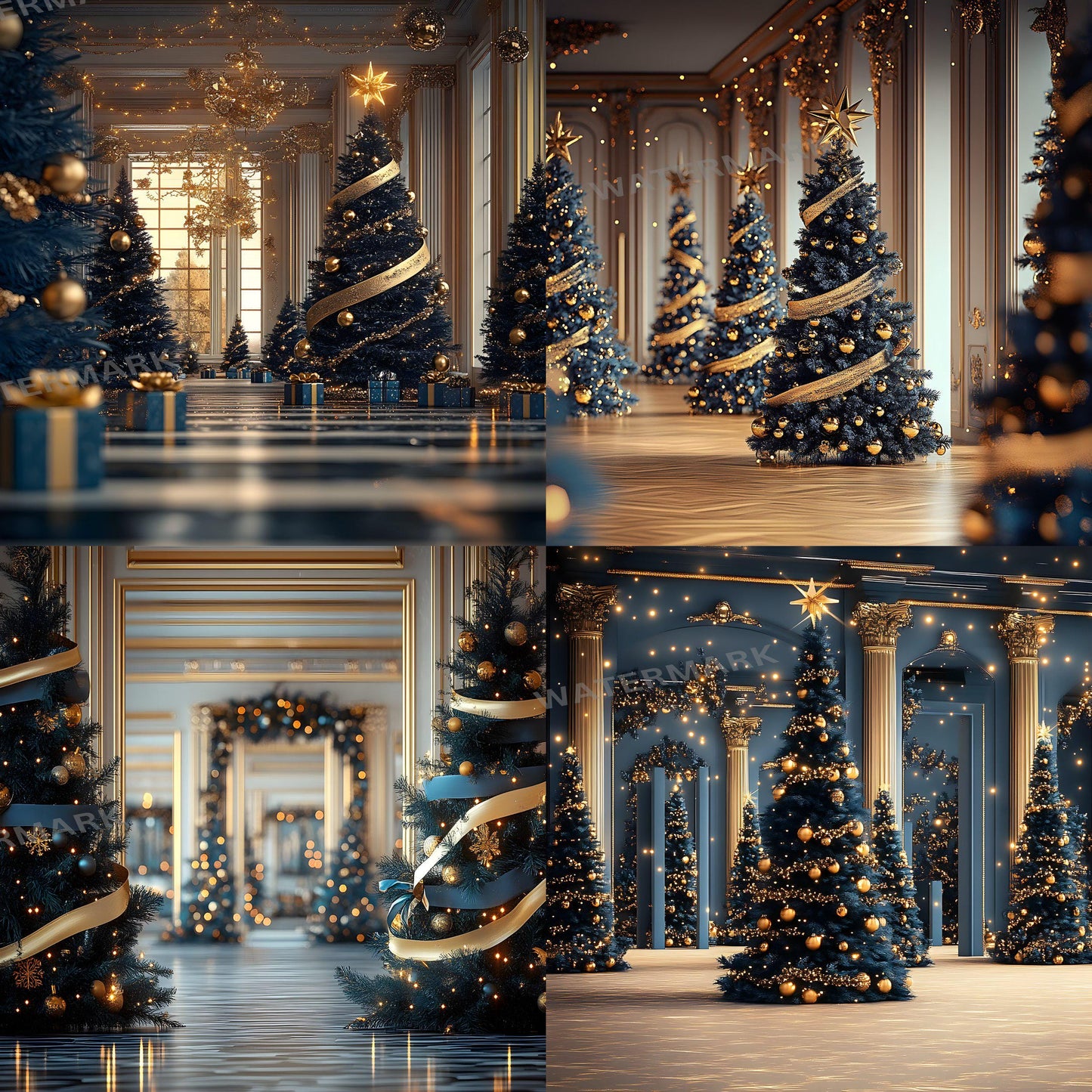Blue Christmas Backdrops | Digital Icy Holiday Backgrounds | Winter Xmas Scenes | Christmas-backdrop