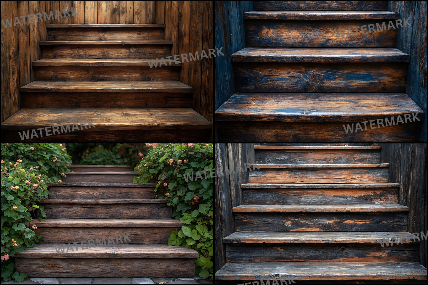 Rustic Wooden Stairs Digital Backdrop, Vintage Photography Background for Portrait Landscape, Fine Art Photography
