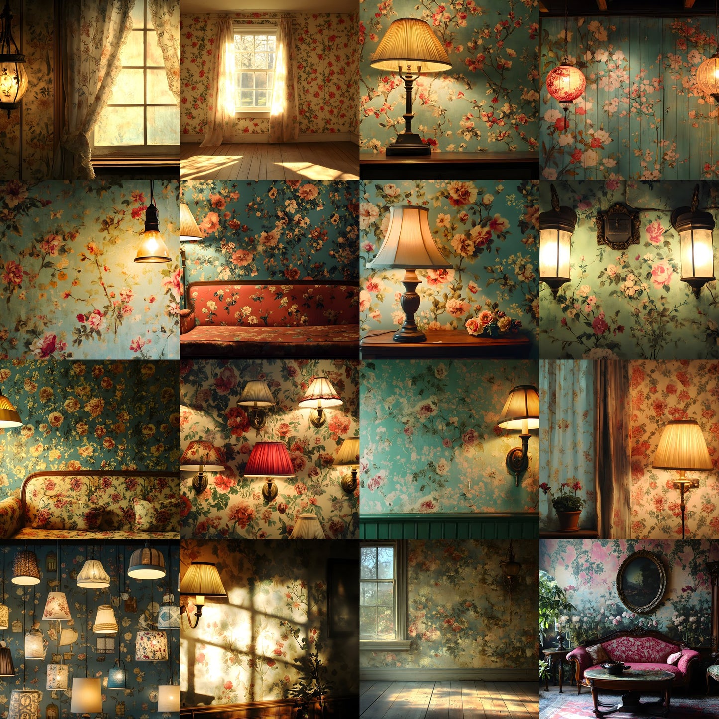 Vintage Wallpaper Room Digital Backdrop, Photography Backgrounds, Antique Interior Photo Prop, Printable Photography, High Resolution Images