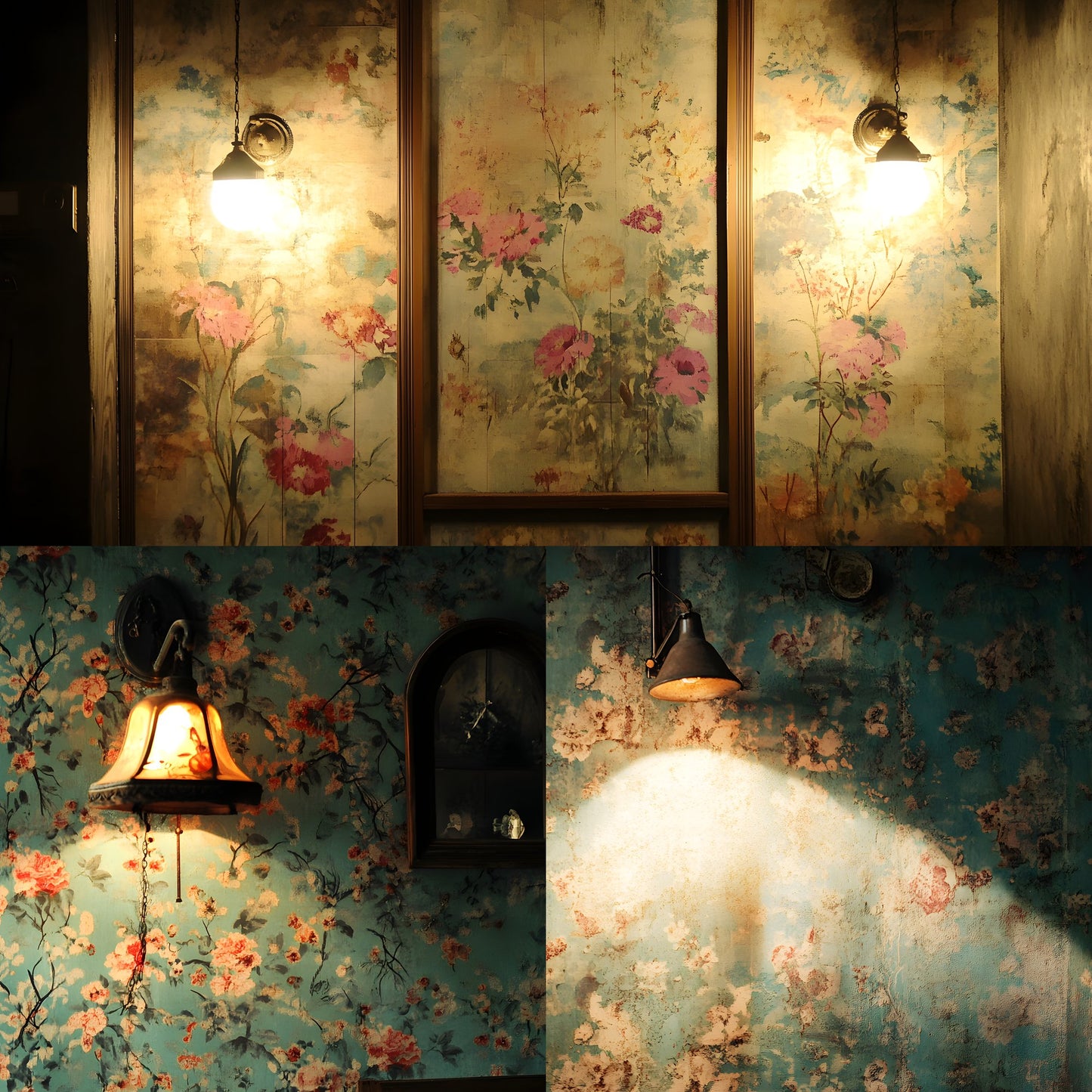 Vintage Wallpaper Room Digital Backdrop, Photography Backgrounds, Antique Interior Photo Prop, High-Res Download for Photographers