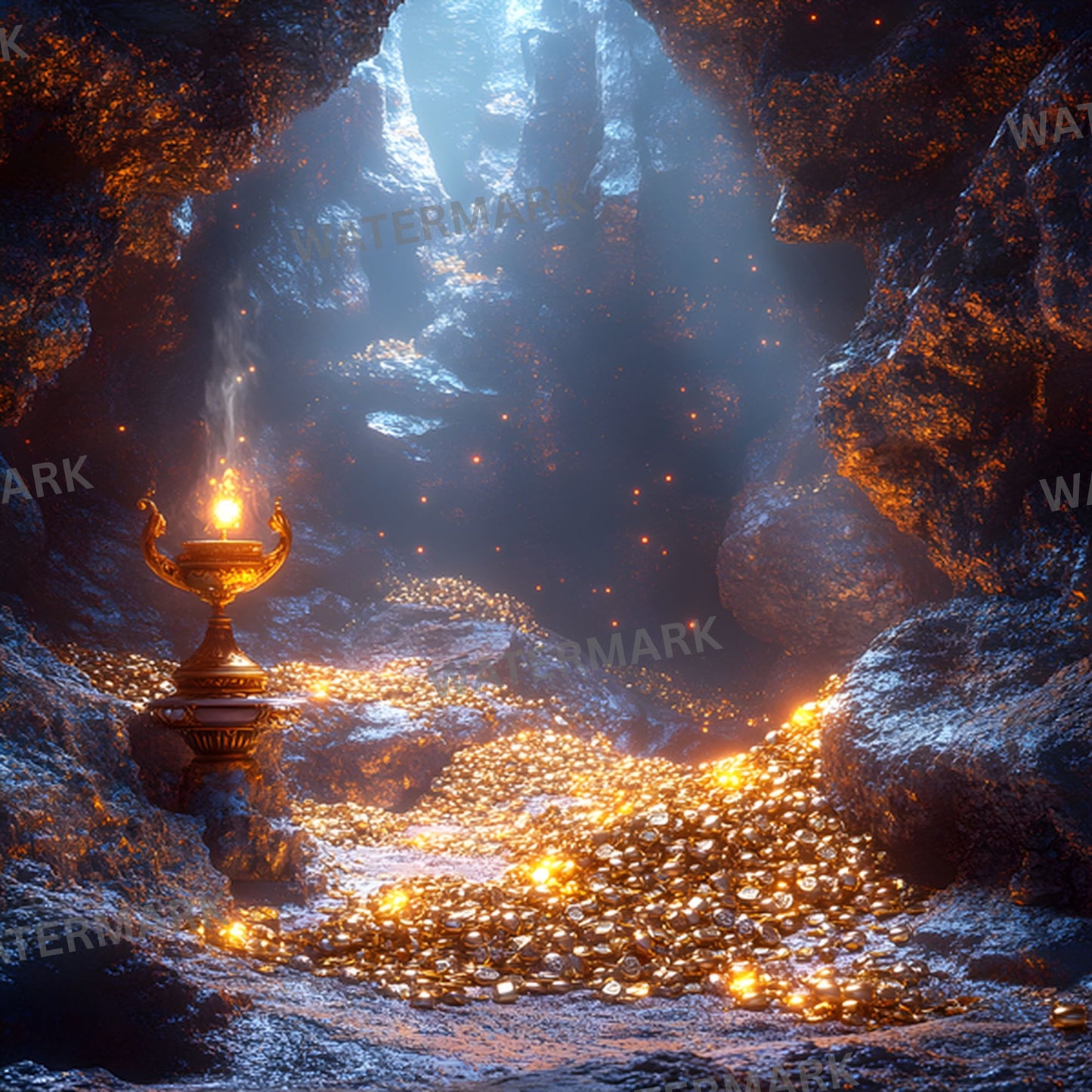Aladdin's Cave Digital Backdrop, Enchanted Arabian Nights Background, Square Photography Prop, Fantasy Photo Booth, Magical Adventure Scene, JPEG Images