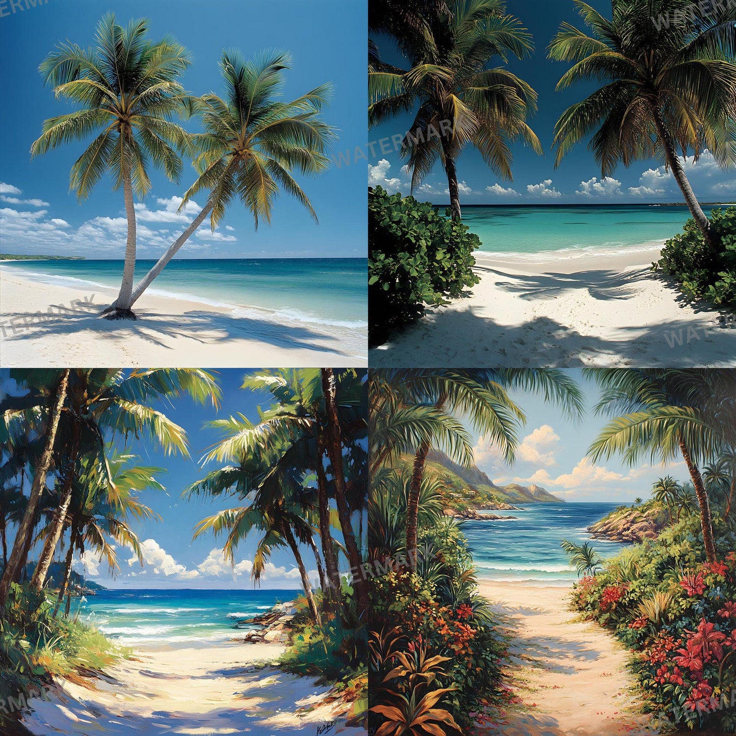 Tropical Paradise Backdrops - Stunning Beach, Sunset & Crystal Waters Digital Backgrounds - Beach Portrait Studio Backgrounds