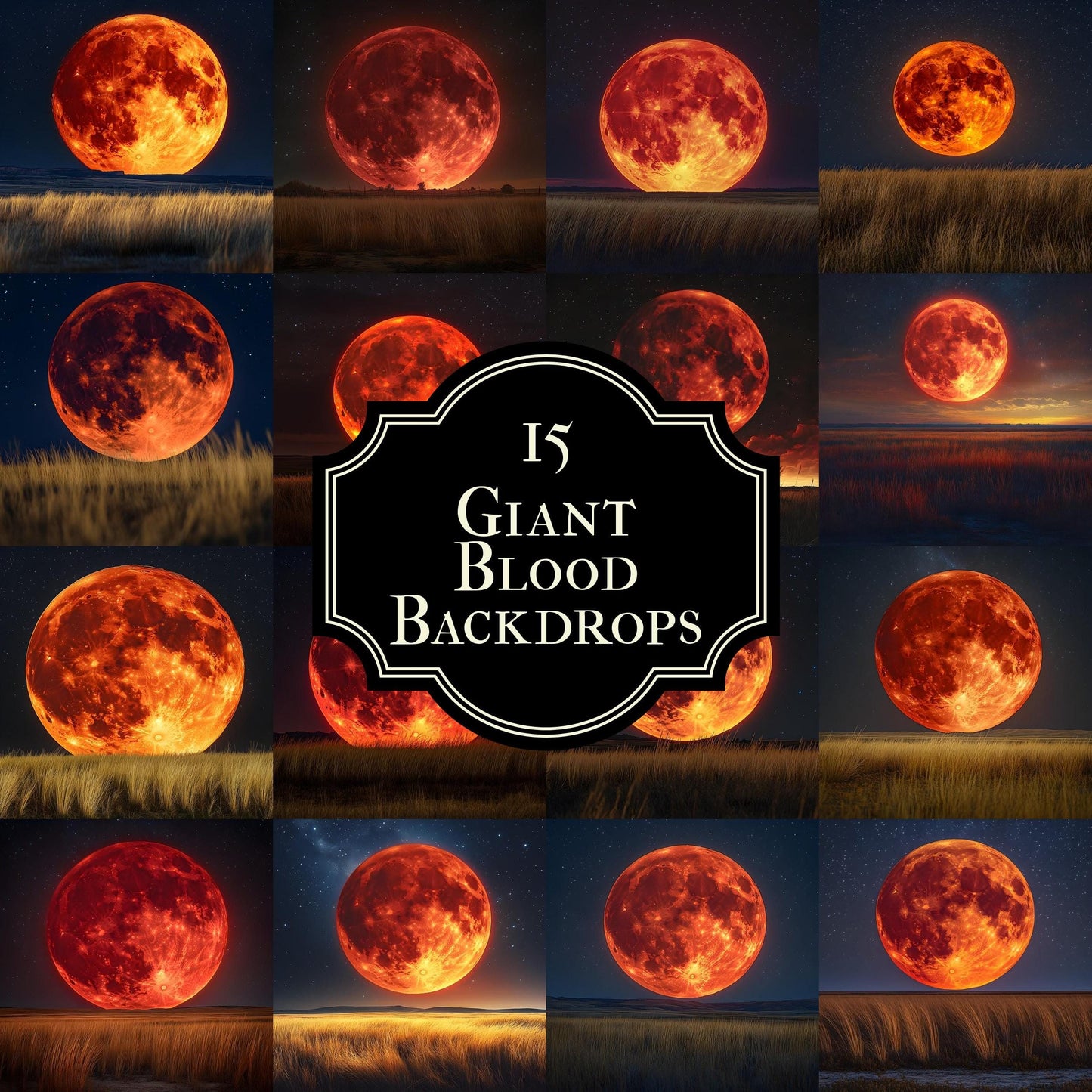 Giant Blood Moon Backdrops - Eerie and Spooky Photography Backgrounds - Halloween, Horror & Fantasy, Celestial Background, Moon Wallpaper