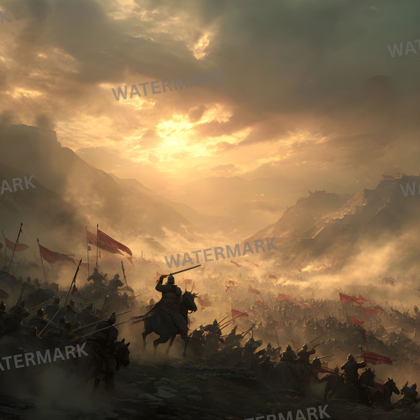 Ancient China Army Battle Digital Backdrop, Photography Background, Historical Warrior Scene, Fantasy Photo Prop, Digital Download