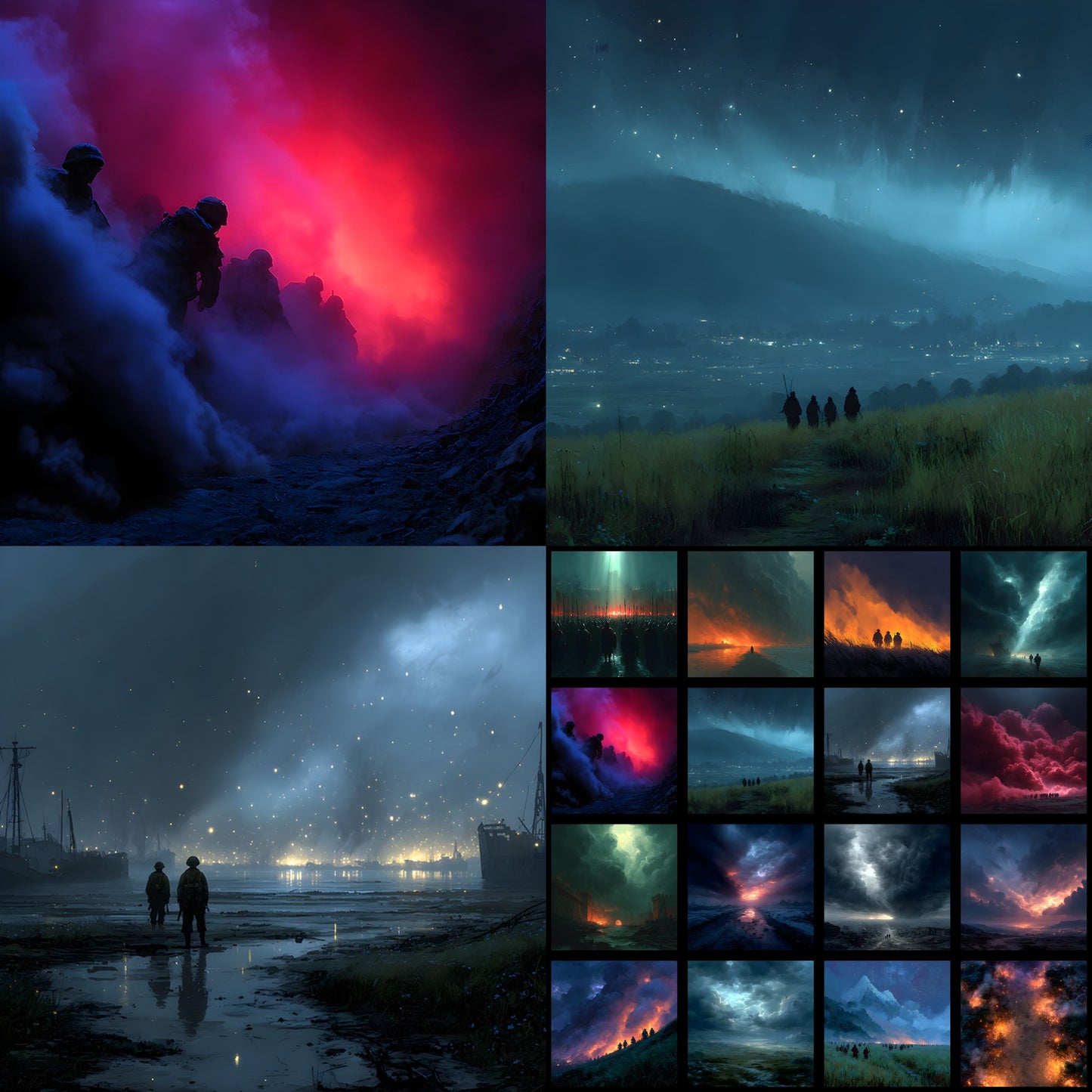 Dark Battlefield Digital Backdrop, Moody War Zone Photography Background, Square Format for Dramatic Photo Editing, Grunge Texture Fantasy Art