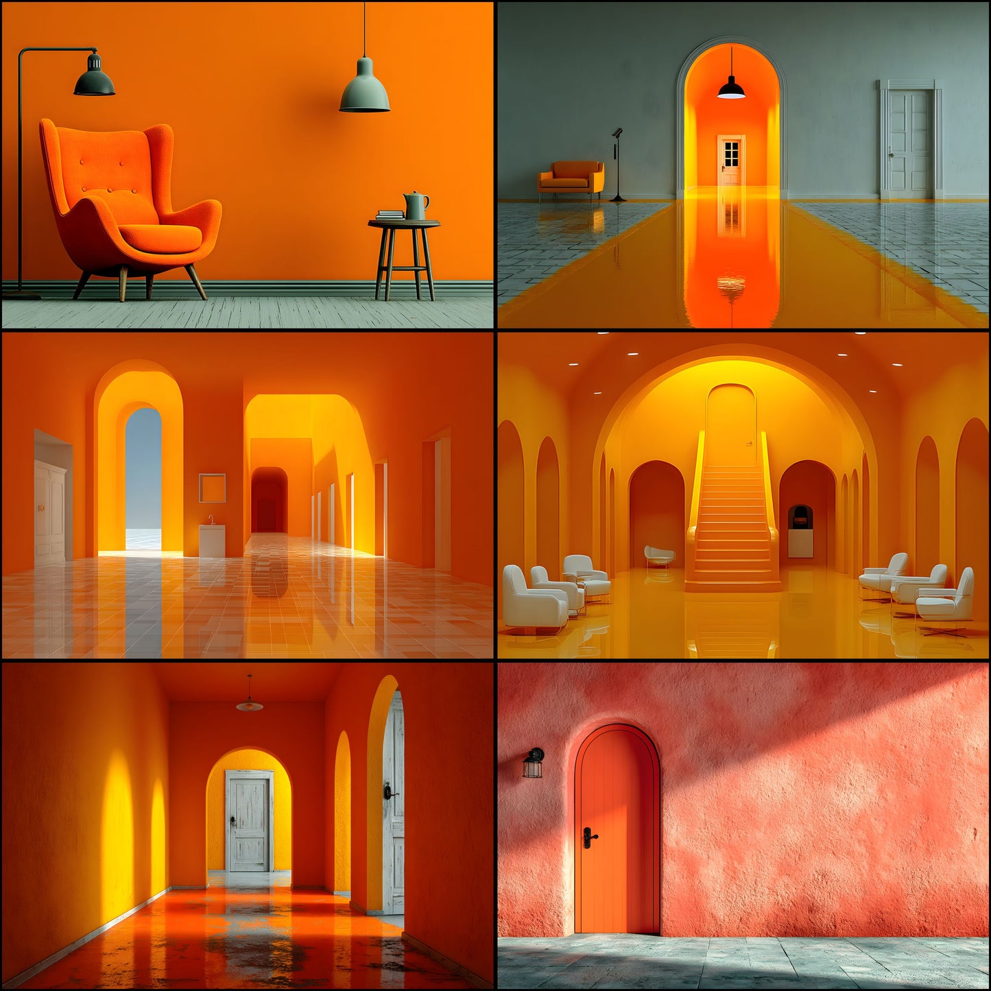 Orange Photography Backdrop, Solid Color Photo Background, Digital Download for Portrait, Vibrant Room Scene