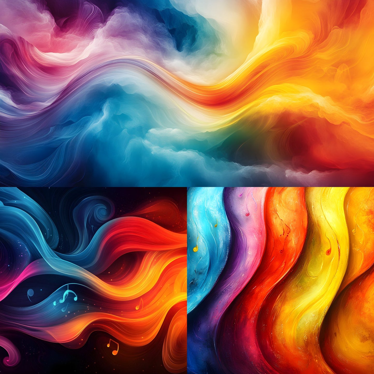 Abstract Music Note Digital Backdrop, Colorful Pattern Background for Musicians, Composers, Photography, Themed Virtual Studio