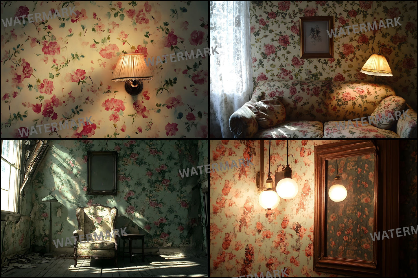 Vintage Wallpaper Room Backdrops, Photography Backgrounds, Digital Download for Photographers,Textures, Antique Interior Photo Booth