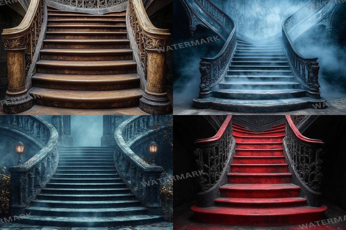 Dark Stone Staircase - Gothic Photography Backdrop - Photoshop Overlay - Haunted Background - Fantasy & Photo Editing - Gothic Backdrops