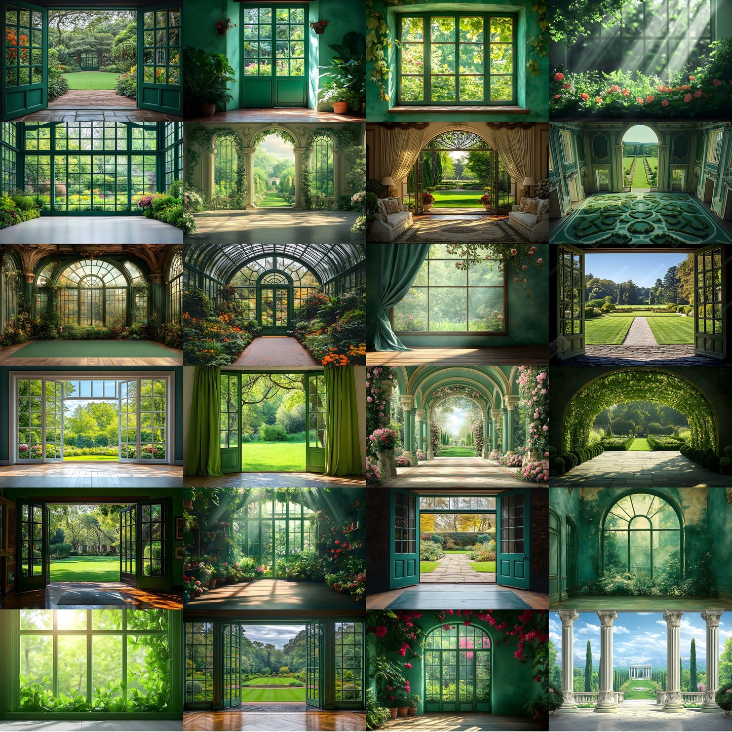 Royal Green Garden Digital Backdrop, Photography Background, Studio Portrait Fairytale Photo, Wedding Photo Booth, Fantasy Images