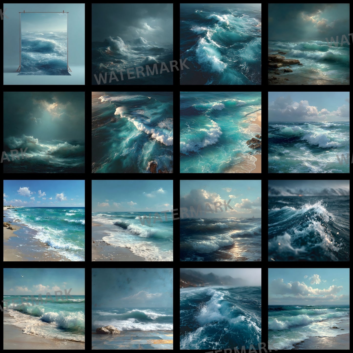 Ocean Photography Backdrop, Square Ocean Waves Background, Summer Photo Booth Prop, Digital Download for Social Media, Beach Backdrop, Ocean Lover Gift
