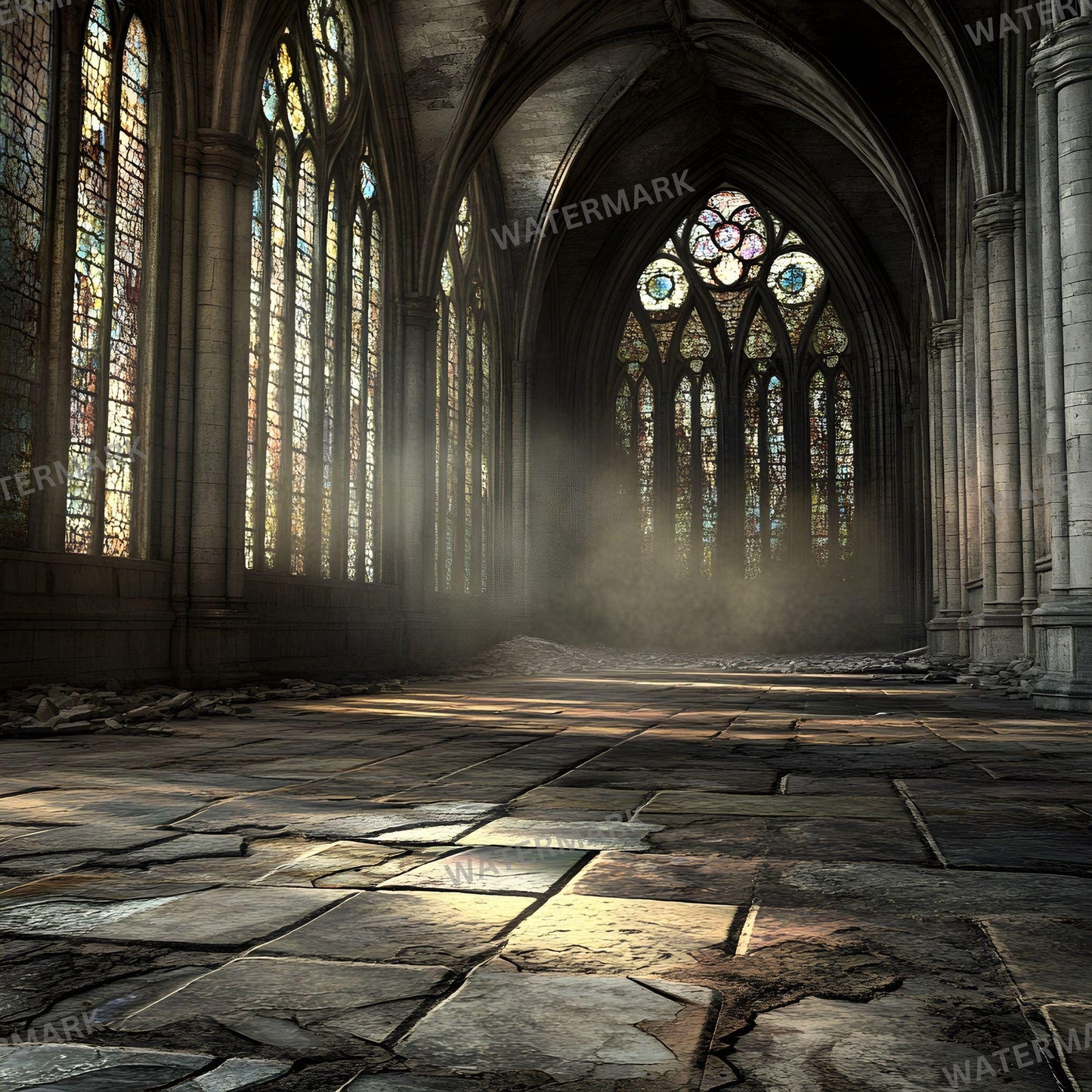 Abandoned Cathedral Digital Backdrops for Portrait Photography - 96x96px Photoshop Composites