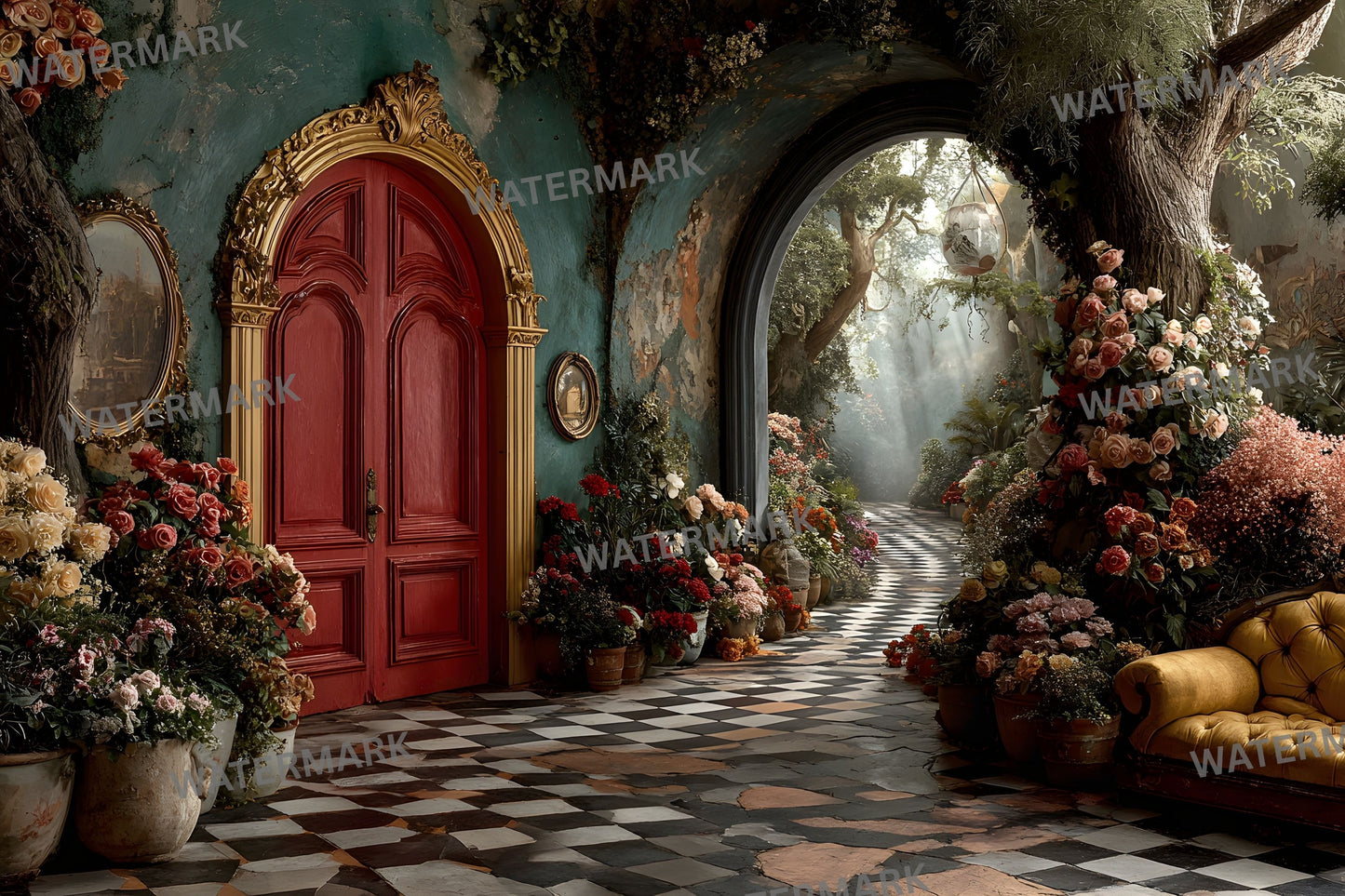 Alice in Wonderland Backdrop Digital Download, Whimsical Background for Photography, Fantasy Photo Prop, Storybook Party Decor, Printable Art
