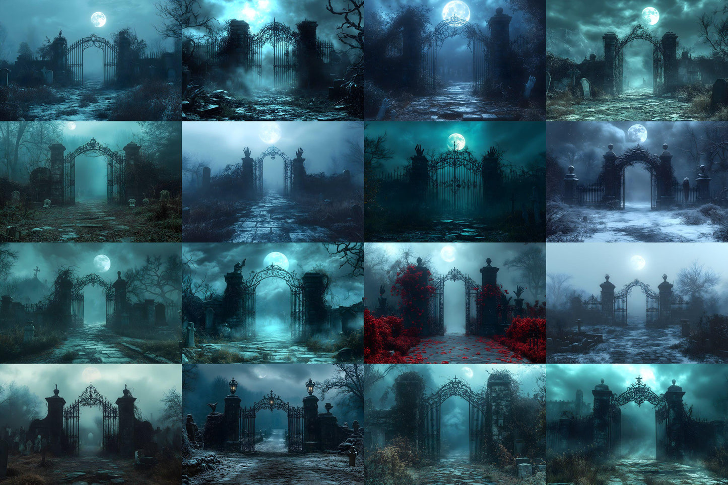 Spooky Graveyard Gate Backdrop | Gothic Digital Background | Halloween Photography Scene