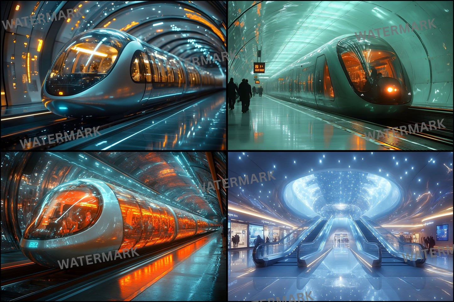 Futuristic Cityscape Digital Backdrop, Mag-Lev Metro Background, Photography Prop, Sci-Fi Transport Image, High-Res Virtual Studio Scene