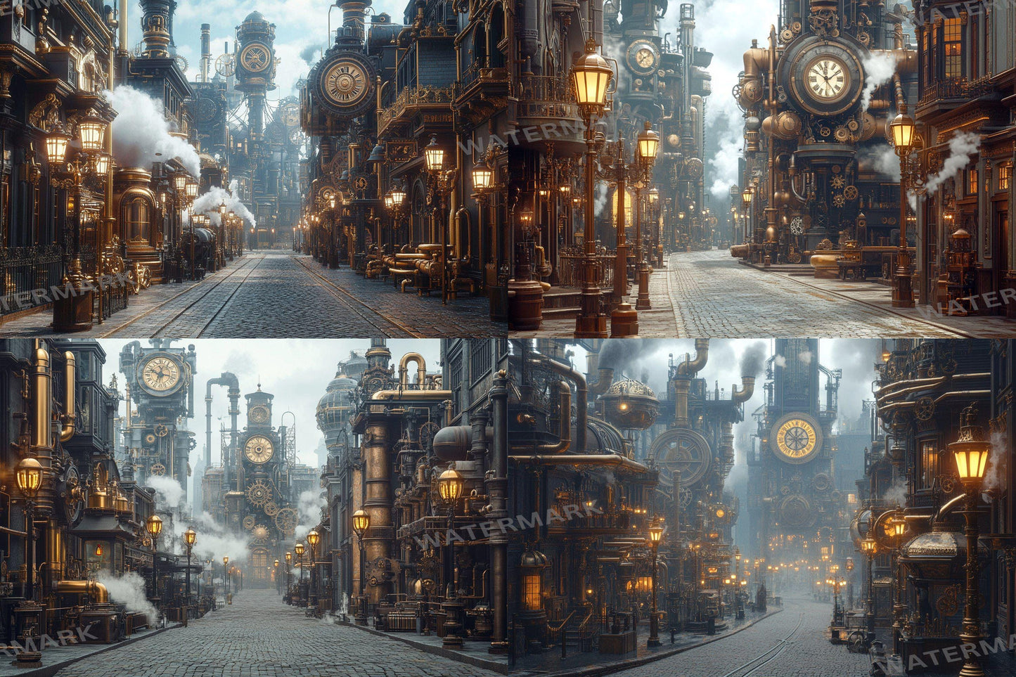 Steampunk Street Backdrops - Victorian Industrial Photography Backgrounds - Gaslamp Fantasy Cityscapes - Digital Download -Background