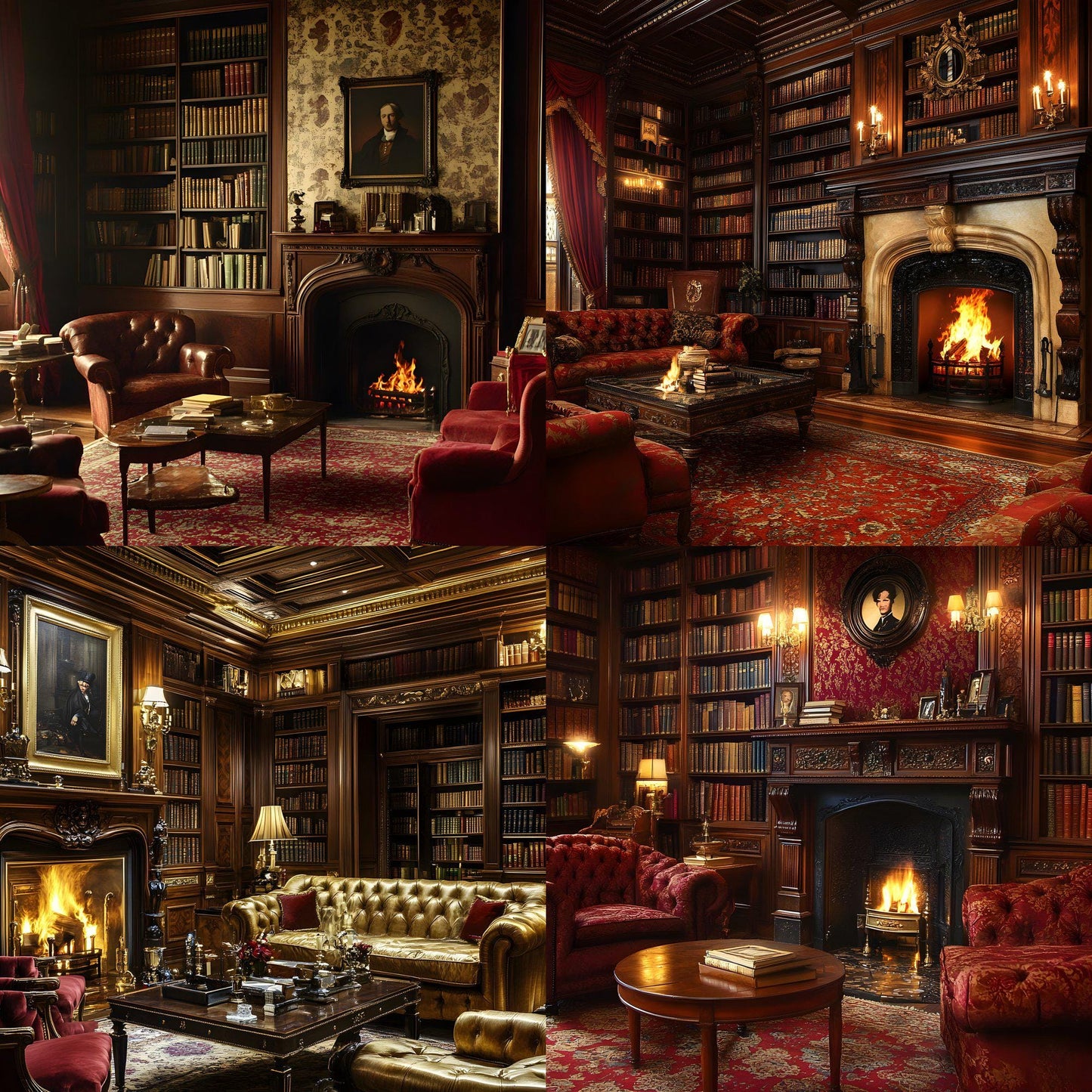 Century London Club Backdrops - 16 JPGs | Victorian Study Digital Backgrounds, Old English Library Photo Props