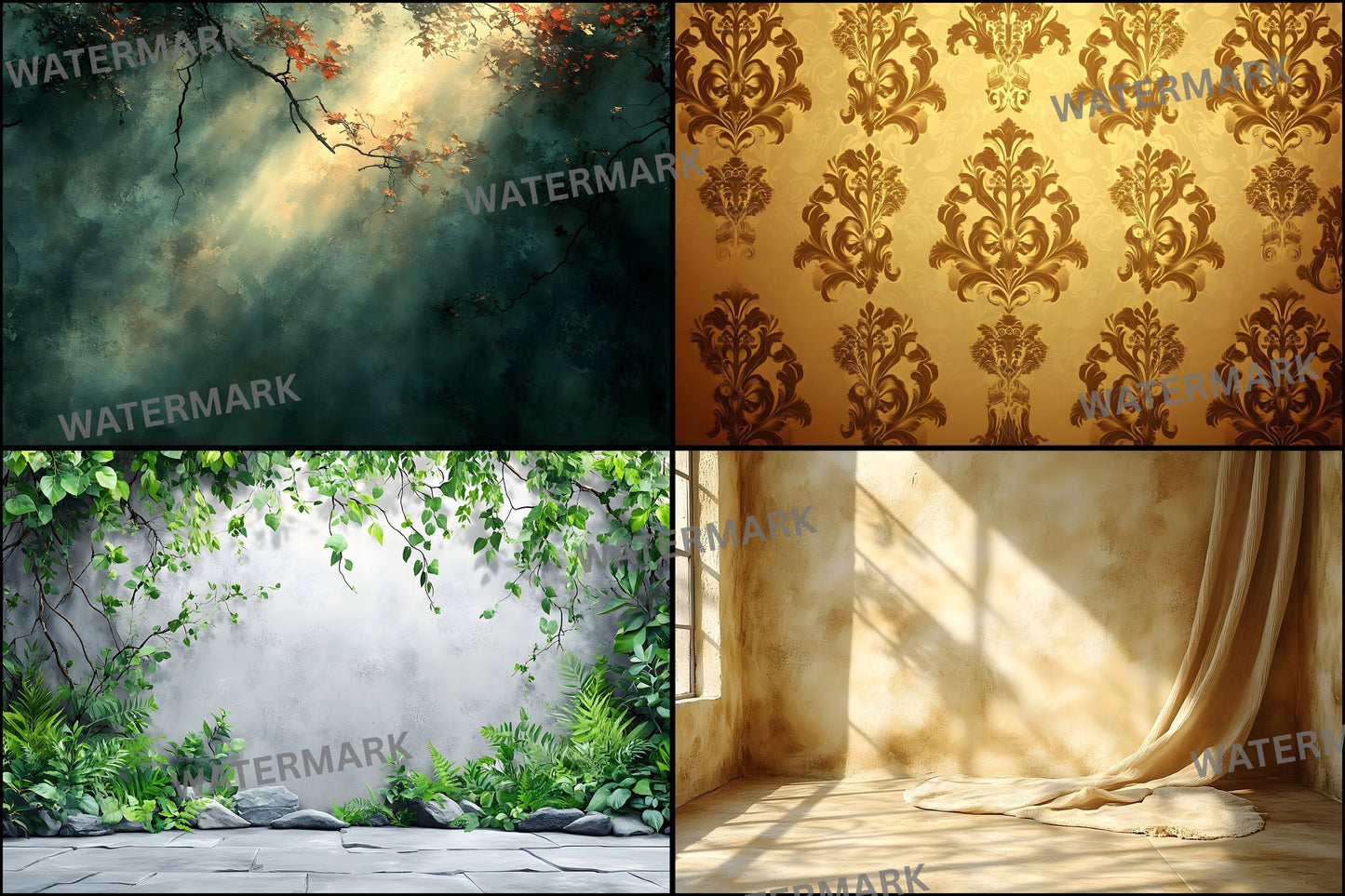 Vintage Sunlit Room Digital Backdrop, Wallpaper Background for Photography, Photo Editing, Dreamy Scene