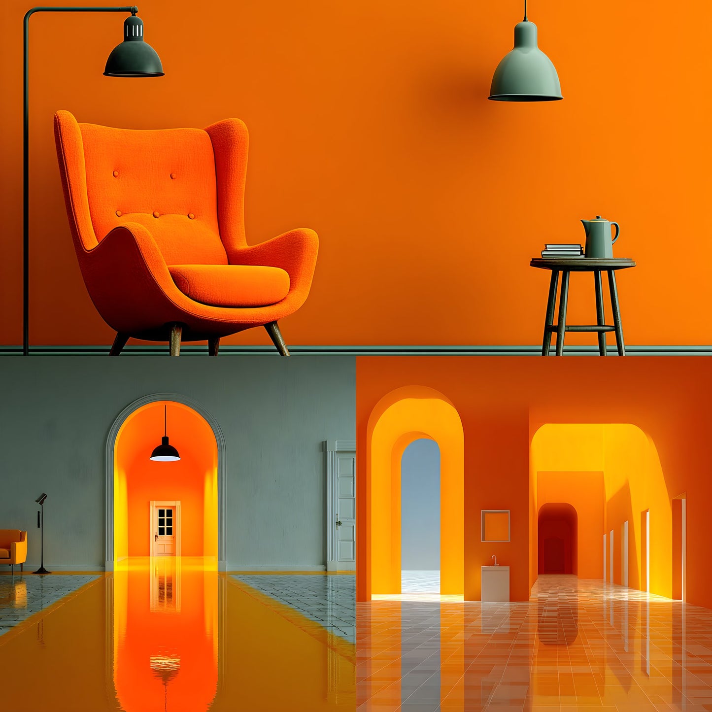Orange Photography Backdrop, Solid Color Photo Background, Digital Download for Portrait, Vibrant Room Scene