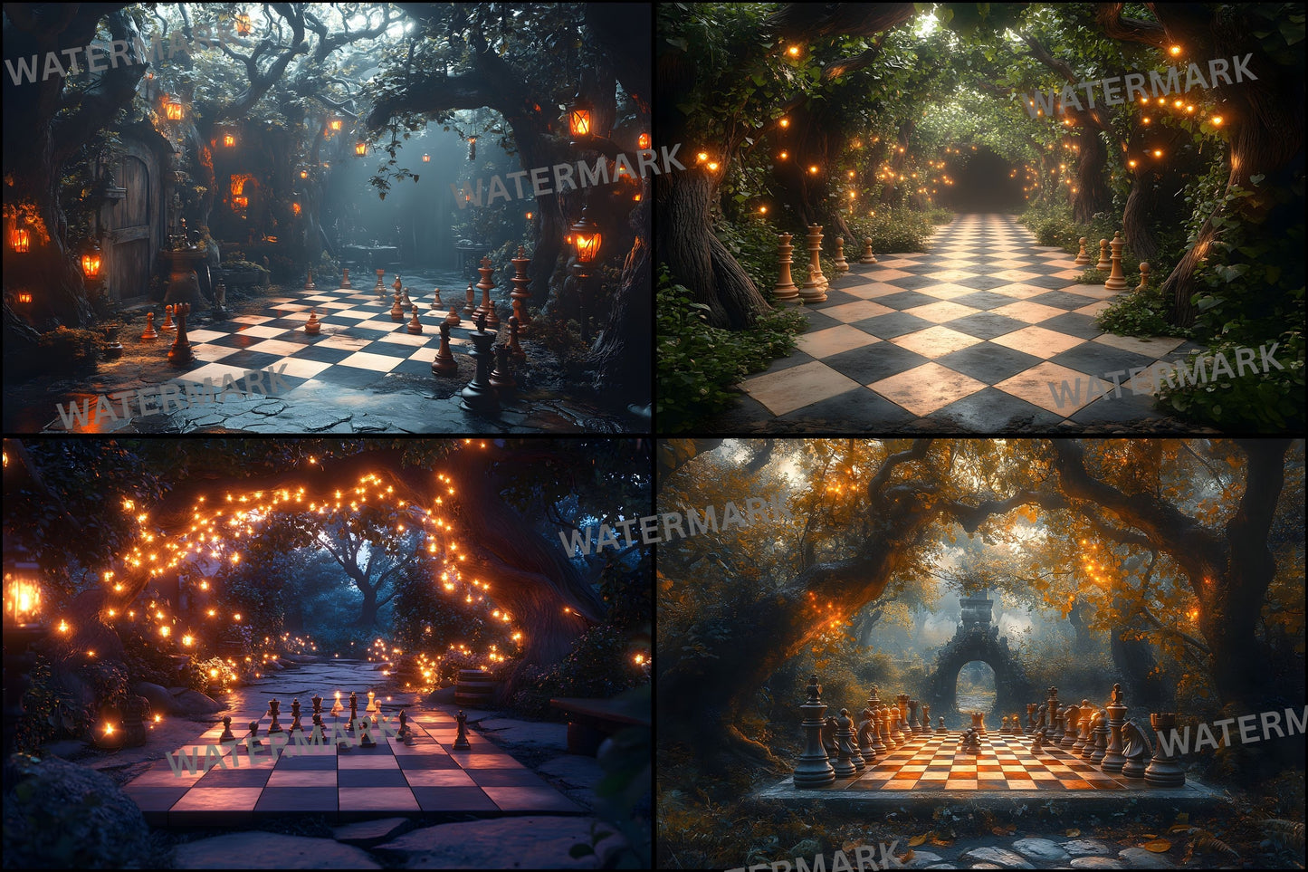Alice in Wonderland Chessboard Backdrop, Fantasy Wonderland Background, Digital Download for Photography, Portrait, and Event Backdrops