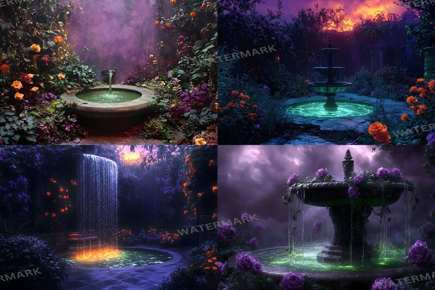 Witch���������s Eerie Garden Backdrops | Spooky Enchanted Forest | Mystical Night Scenes | Halloween Digital Backgrounds - Wizarding School