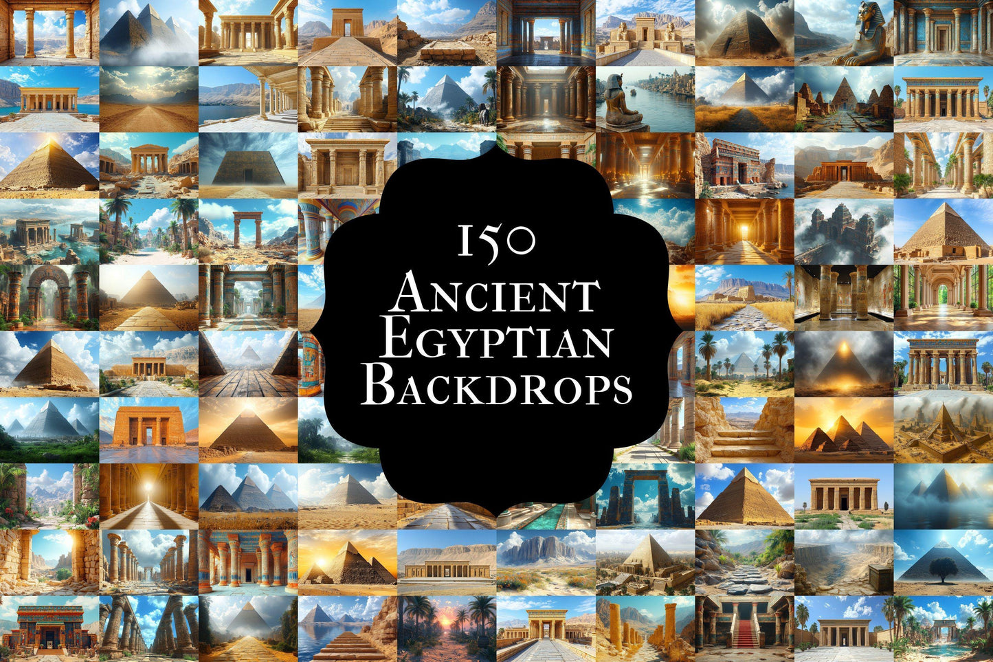 Ancient Egyptian Backdrops - Pyramids Temples Photography Backgrounds - Pharaohs Ruins Historical Scenes - Digital Download