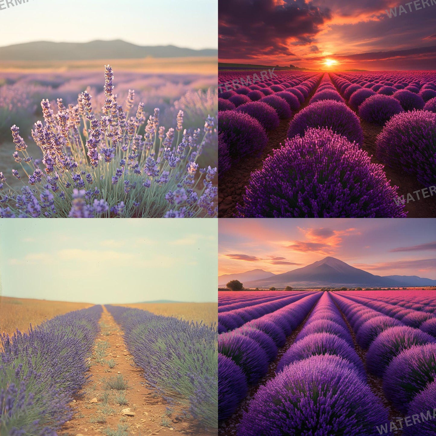 Lavender Field Backdrops - Digital Floral Background, Photography, Photoshop Overlays, Portraits, Products, Maternity & Wedding Backdrops