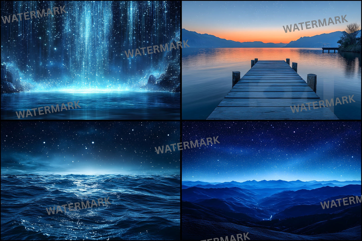 Starry Night Digital Backdrop Bundle, Dreamy Backgrounds for Photography, Celestial Photo Overlays, Magical Night Sky Scenes, LBXD