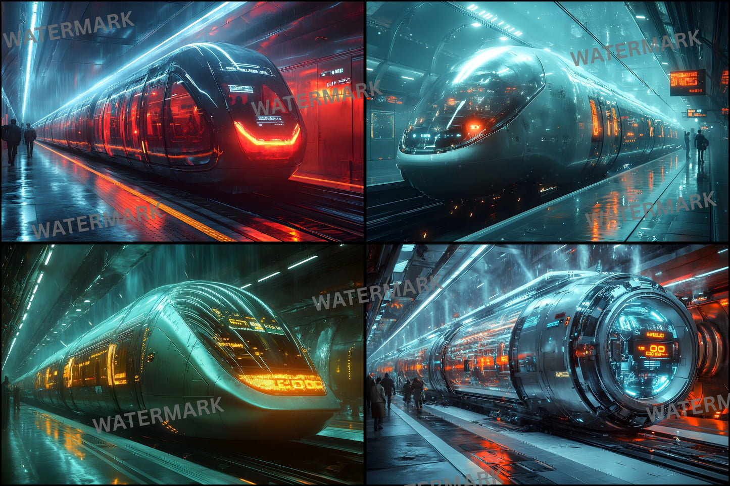 Futuristic Cityscape Digital Backdrop, Mag-Lev Metro Background, Photography Prop, Sci-Fi Transport Image, High-Res Virtual Studio Scene
