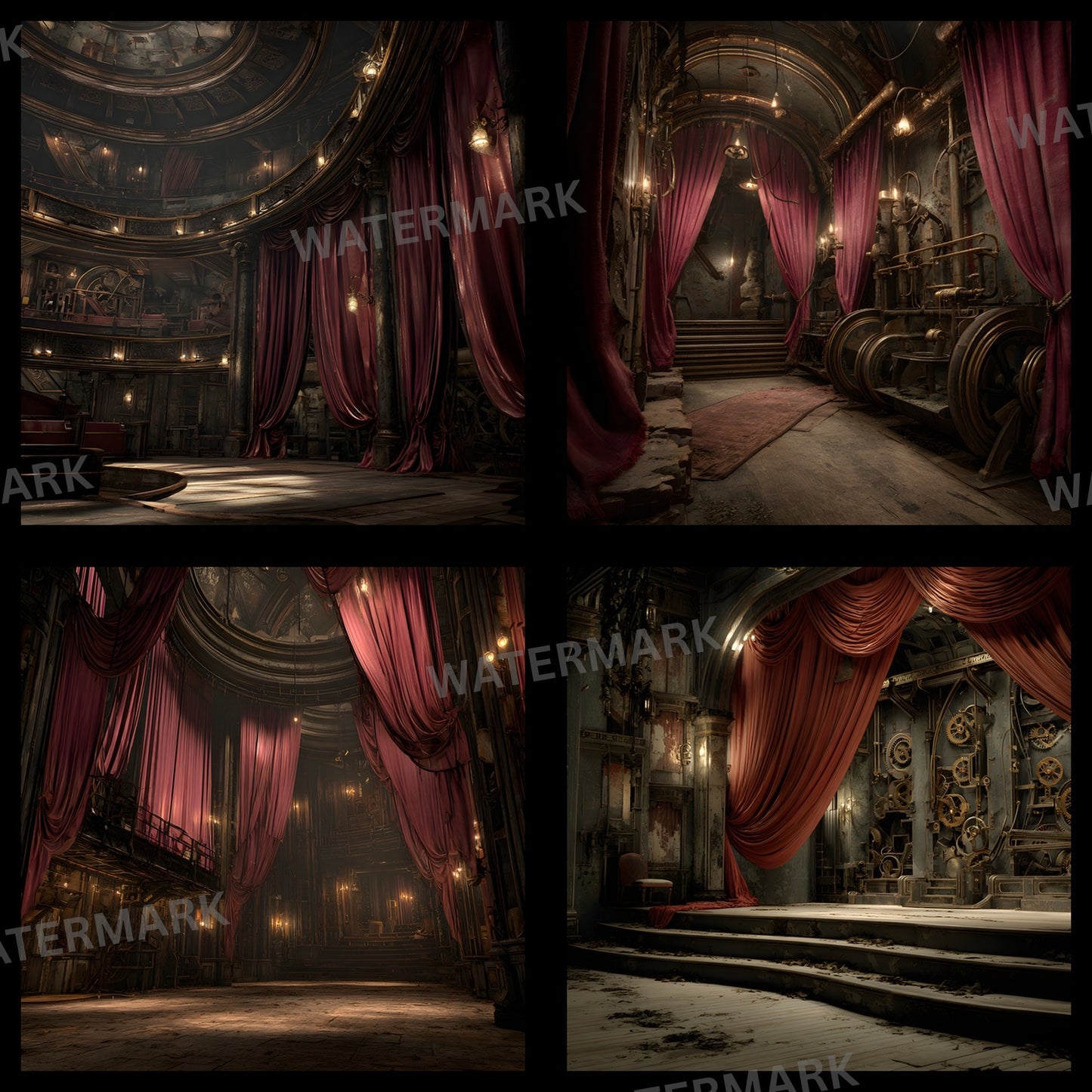 Abandoned Victorian Theater Digital Backdrop, Moody Interior Photography Background, Stage Set, Gothic Theater Design, Dark Academia Digital Art
