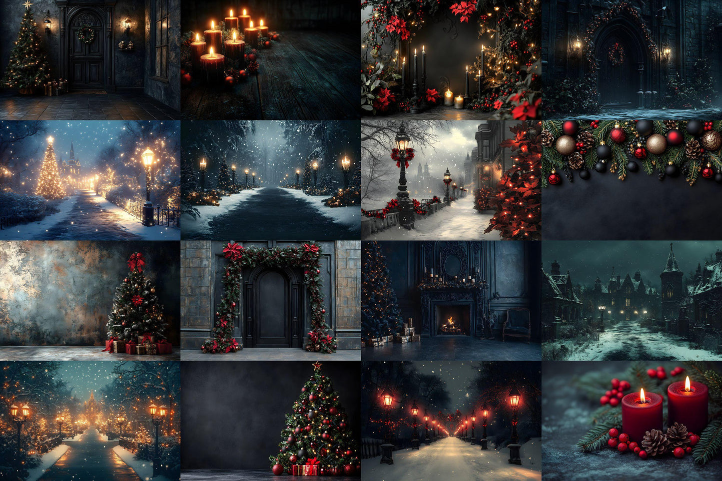 Gothic Christmas Backdrops, Black Christmas Backgrounds, Gothic Festive Dark Hue Xmas, Photography, Photoshop - 3:2 Ratio - 00x00px