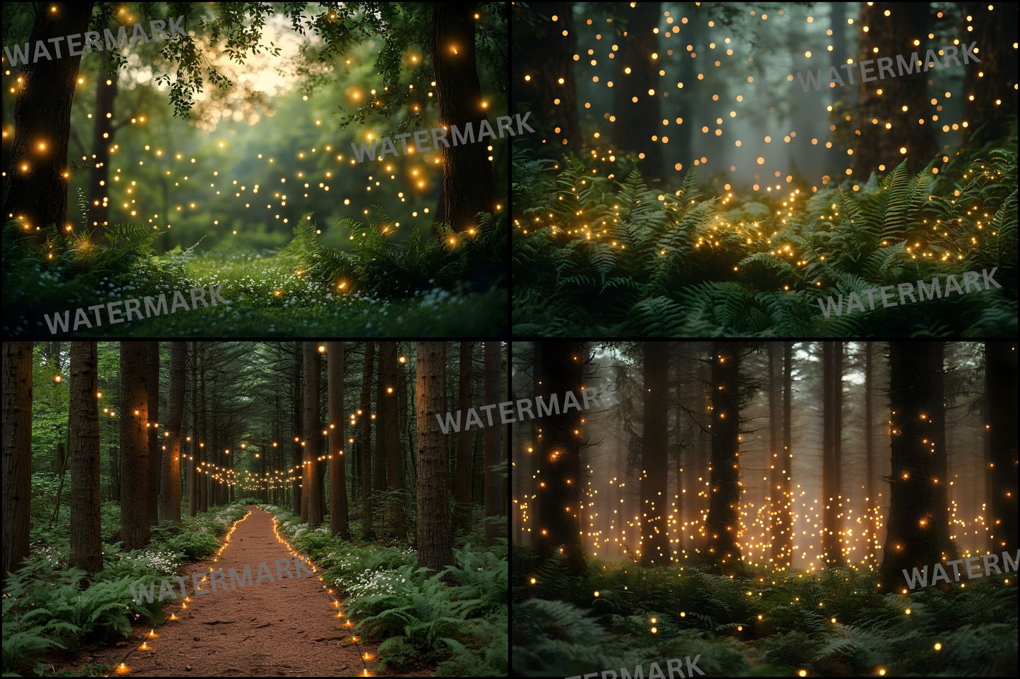 Whimsical Forest Wedding Backdrop Collection, Enchanted Digital Backgrounds for Photographers, Dreamy Photography Overlays