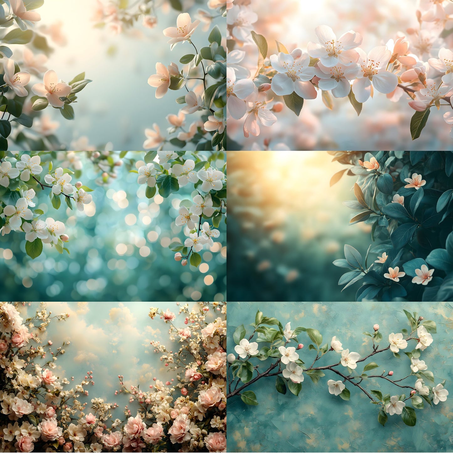 Spring Blossom Leaves Digital Backdrop, Nature Photography Background, Floral Photo Prop High-Res Image for Composites