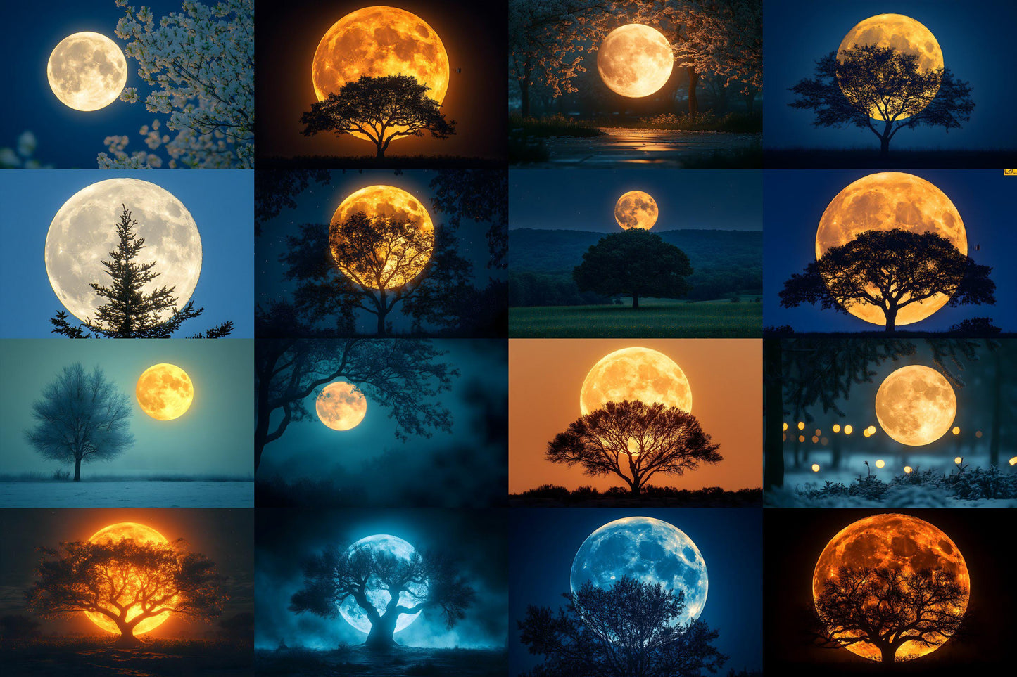 Full Moon Backdrops | Lunar Night Sky Digital Backgrounds | Moonlight Scene Photography | Witchy Halloween Moon | Photoshop Composite