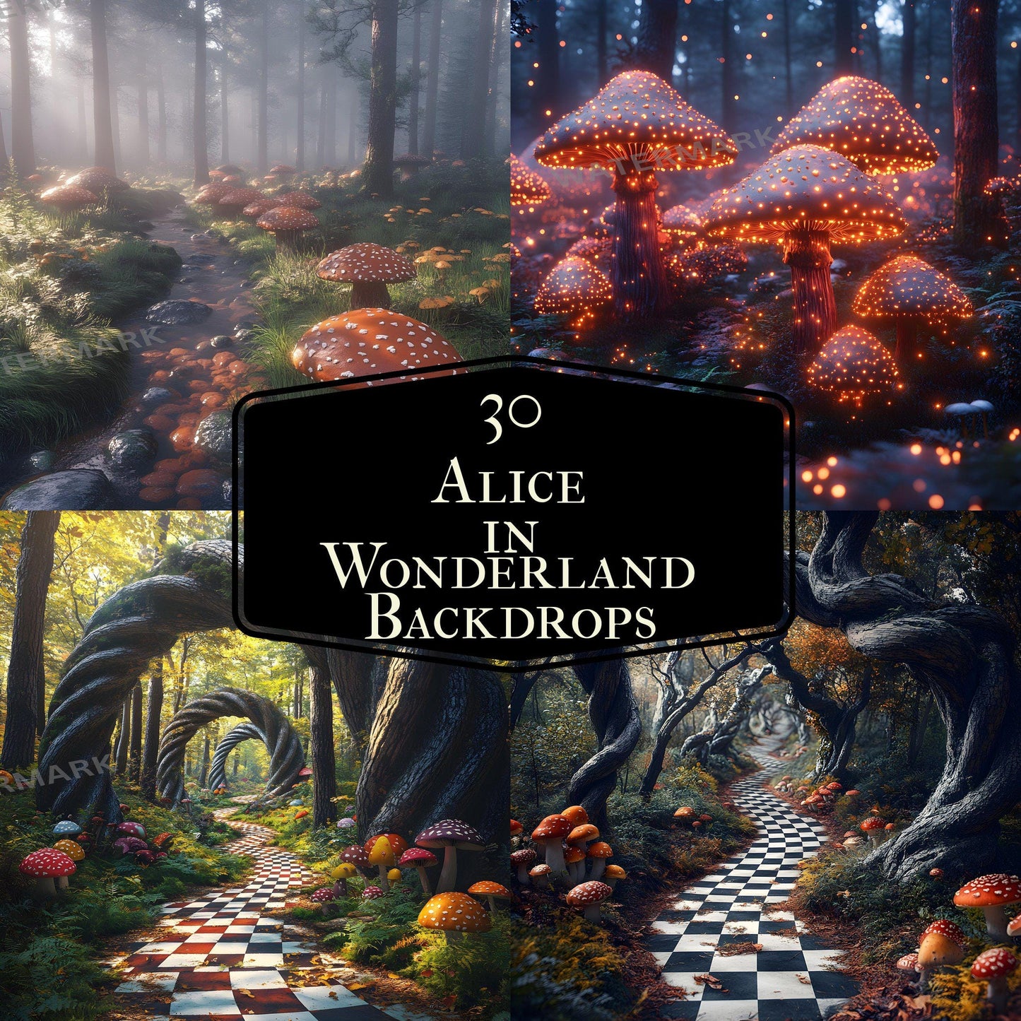 Alice in Wonderland Backdrops | Digital Fantasy Story Backgrounds | Whimsical Scenes - Wonderland Backdrops - Alice Backdrops