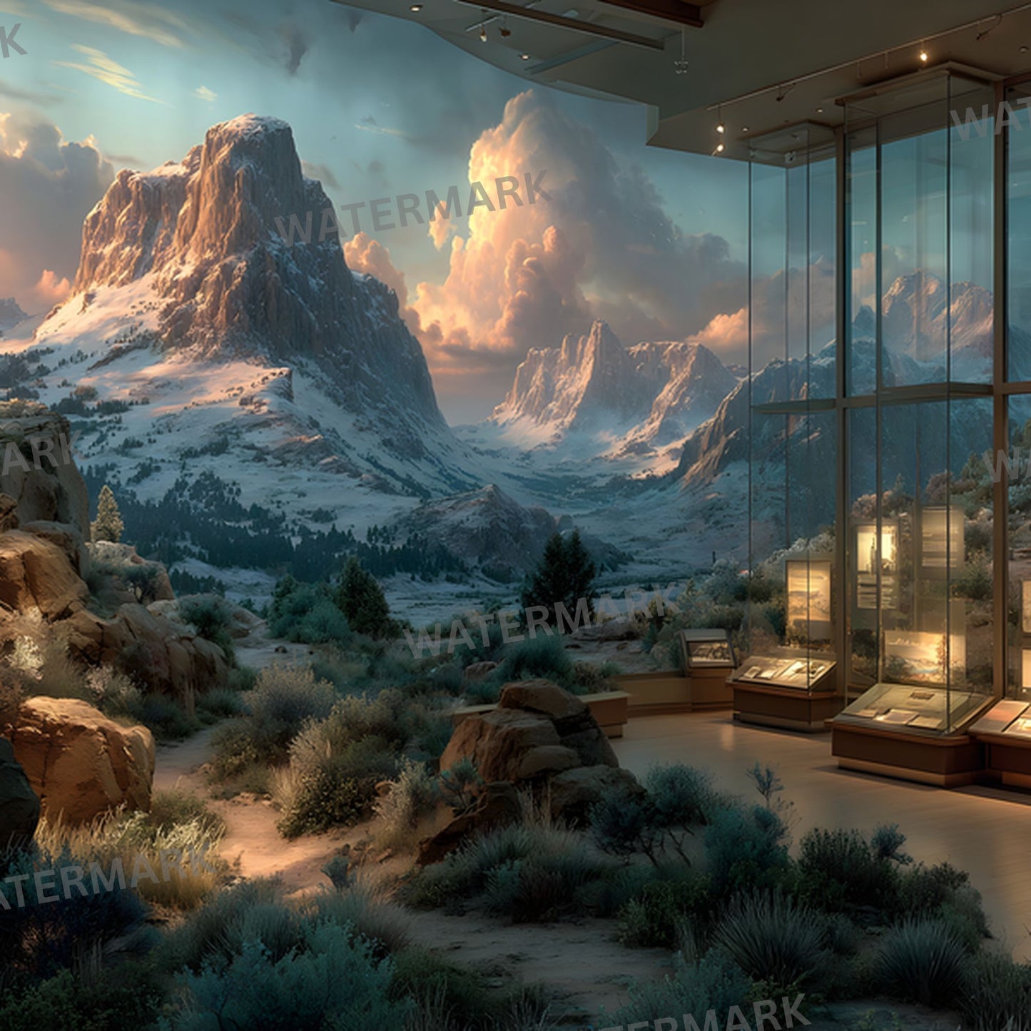 Absaroka Mountain Range Digital Backdrop, Illustrated Background for Photography, Square Format, Scenic Photo Booth, Fantasy Composite Art Resource