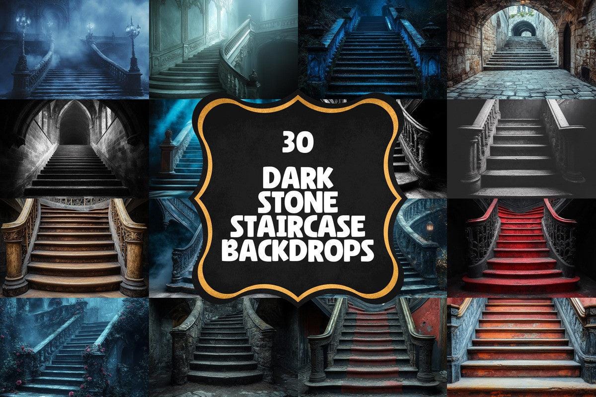 Dark Stone Staircase - Gothic Photography Backdrop - Photoshop Overlay - Haunted Background - Fantasy & Photo Editing - Gothic Backdrops