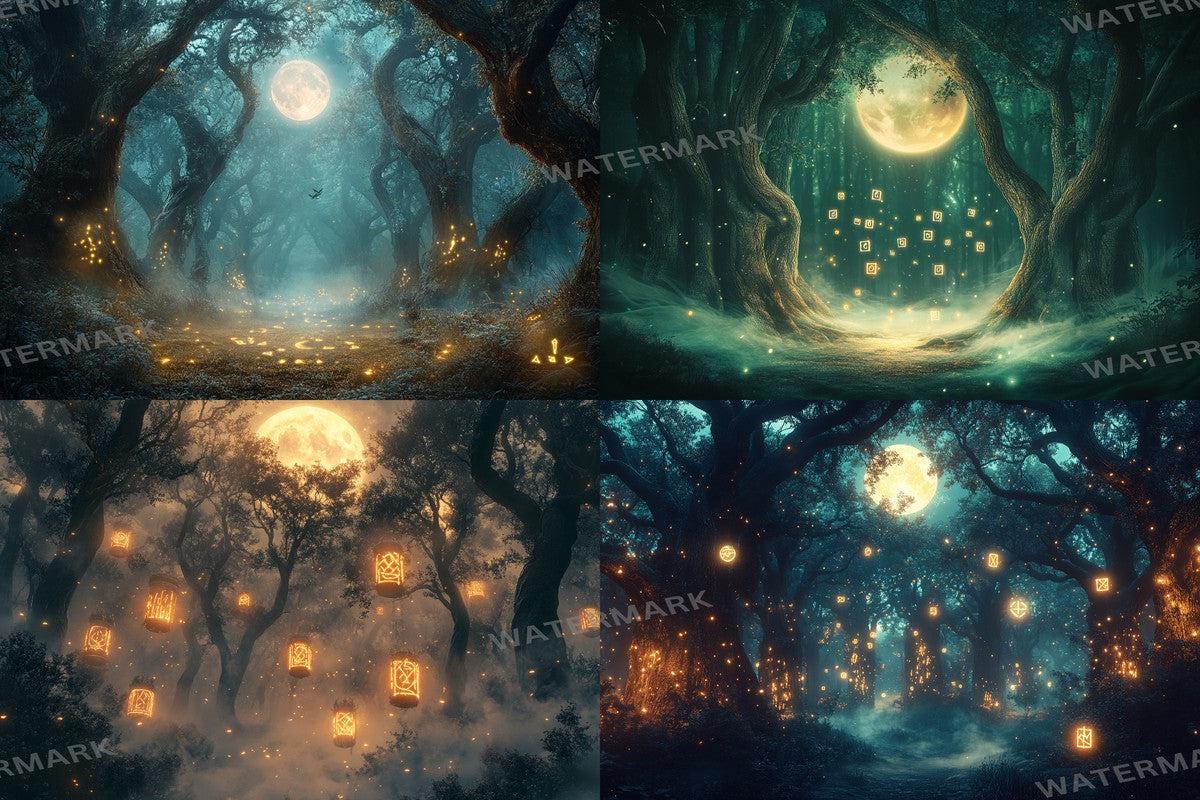 Haunting Witchs Forest Backdrops for Digital Art Photography - Warm Inviting PNGs 00x00px for Creative Projects Commercial Use