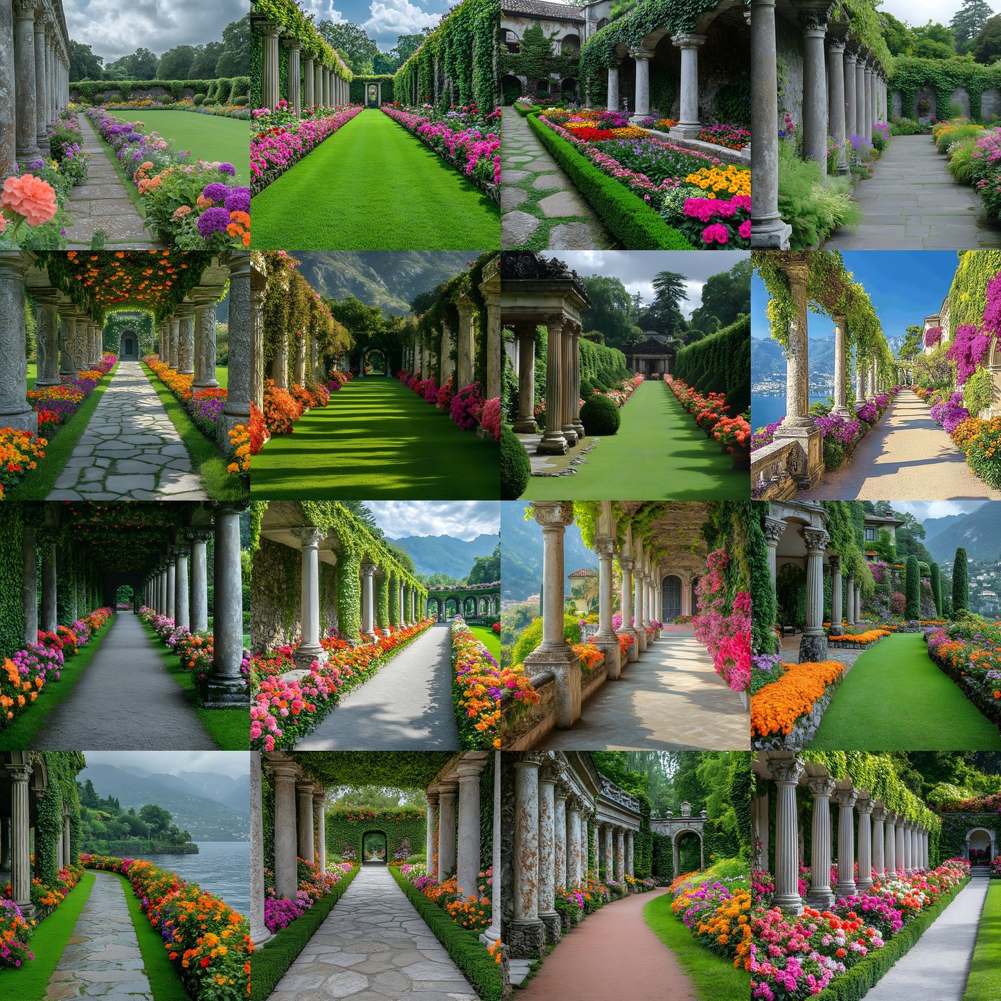Baroque Garden Stone Columns Digital Backdrop, Photography Background Fairytale Photo Prop, Fantasy Portrait