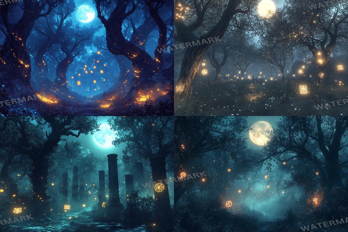 Haunting Witchs Forest Backdrops for Digital Art Photography - Warm Inviting PNGs 00x00px for Creative Projects Commercial Use
