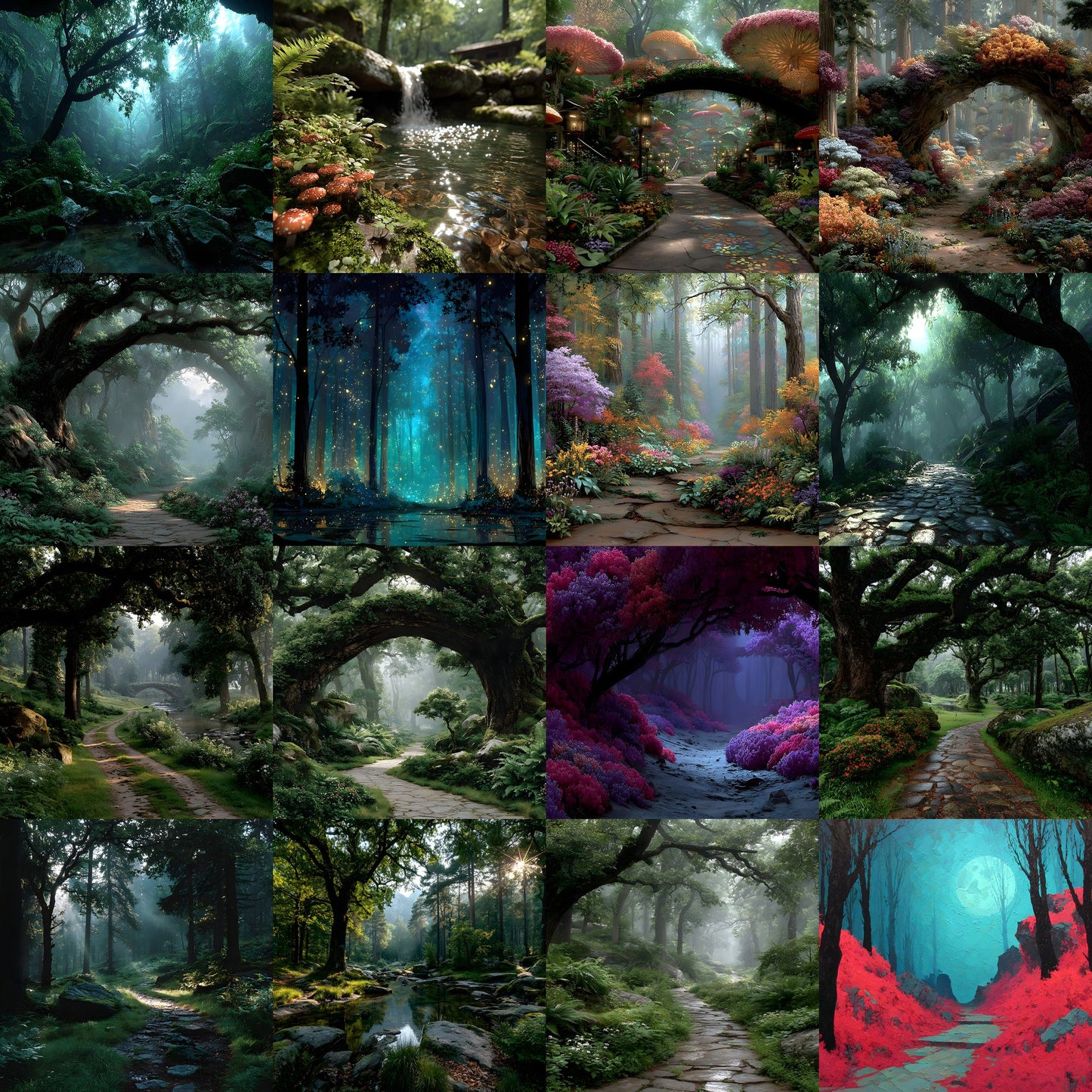 Alice in Wonderland Backdrop Set, Enchanted Forest Backgrounds, Magical Photography, Digital Download for Fantasy Storytelling