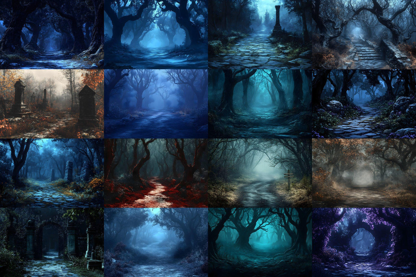 Spooky Forest Backdrops, Haunted Forest Backgrounds, Halloween Digital Scenes, Photoshop, Eerie Photography Overlays, Haunted Woodlands