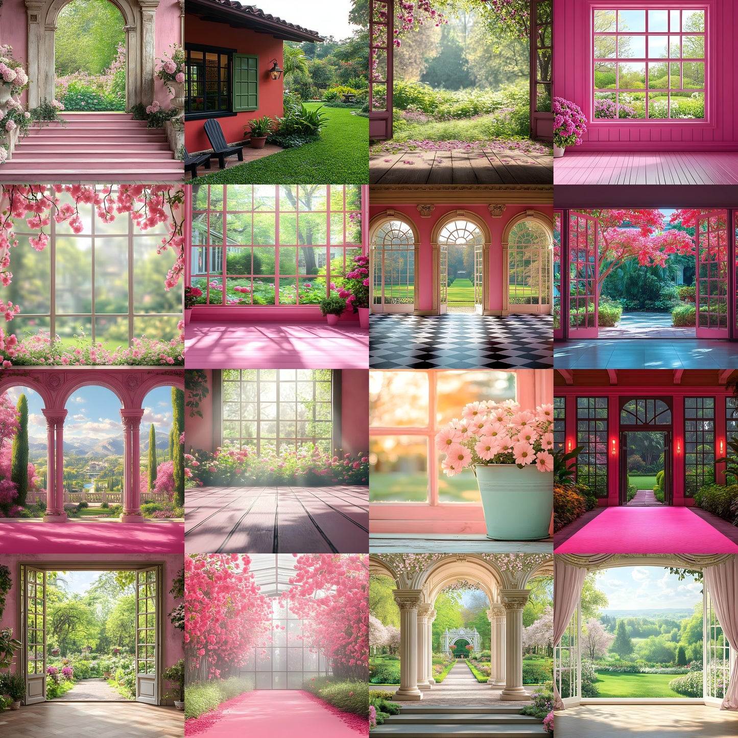 Royal Pink Garden Digital Backdrop, Photography Background, Floral Photo Booth, Springtime Scene, Portrait Photography, High-Res Images